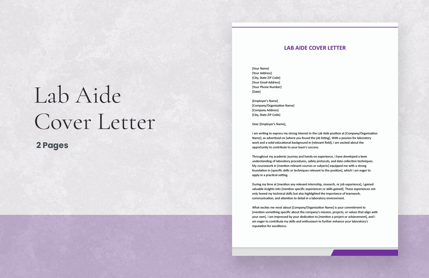 Lab Aide Cover Letter in Word, Google Docs, Apple Pages