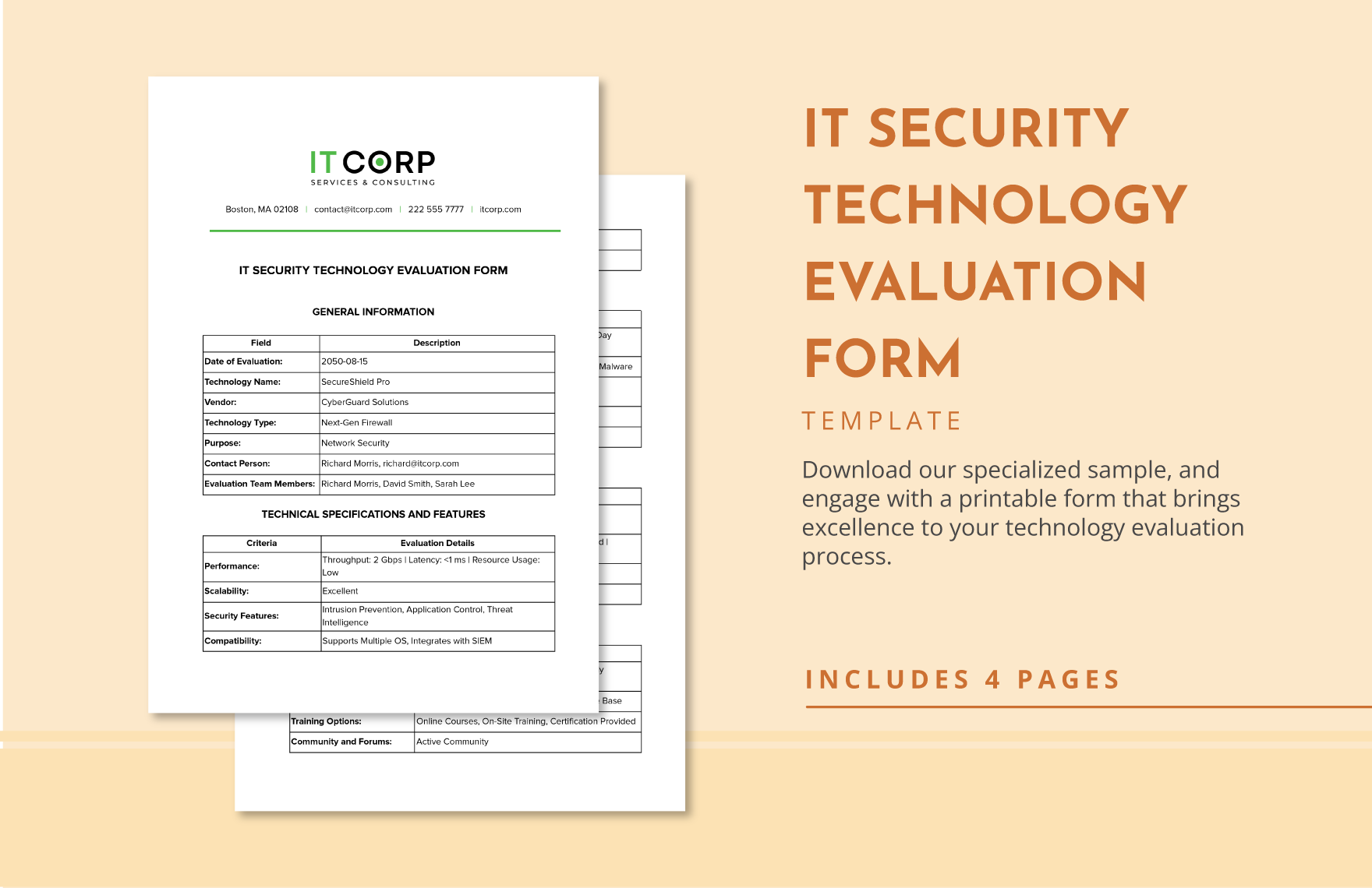 IT Security Technology Evaluation Form Template