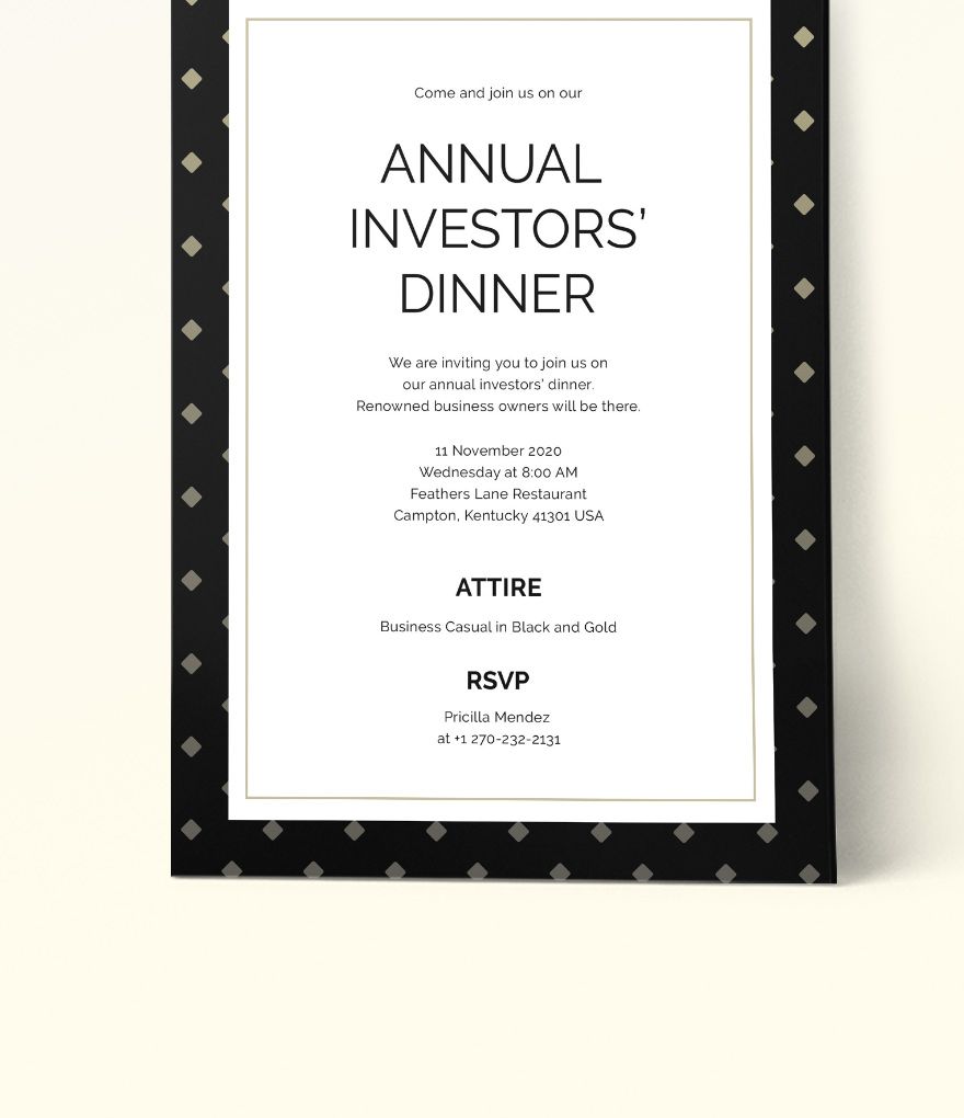 business dinner invitation template - word, illustrator, psd