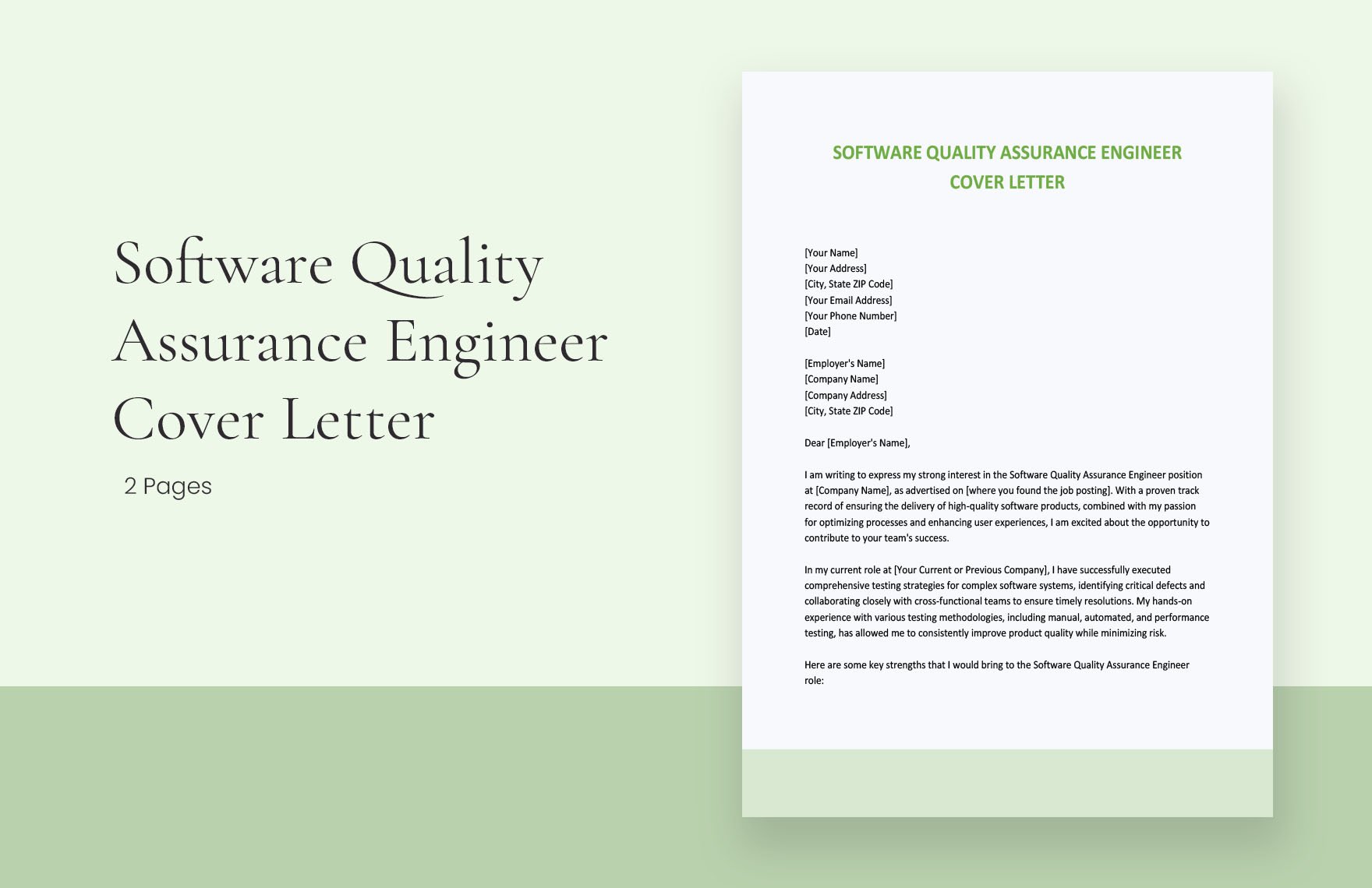 Software Quality Assurance Engineer Cover Letter