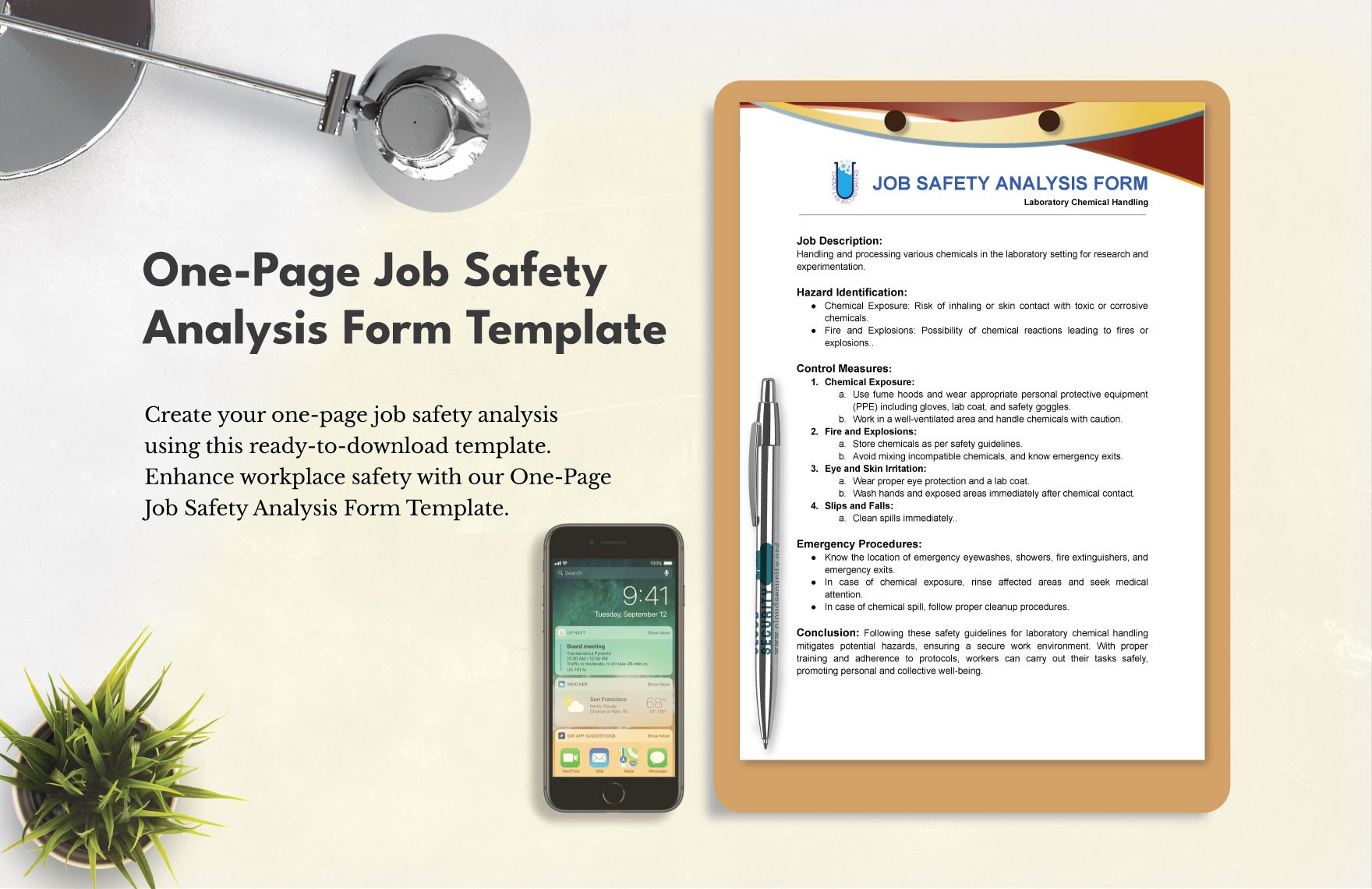 One-Page Job Safety Analysis Form Template