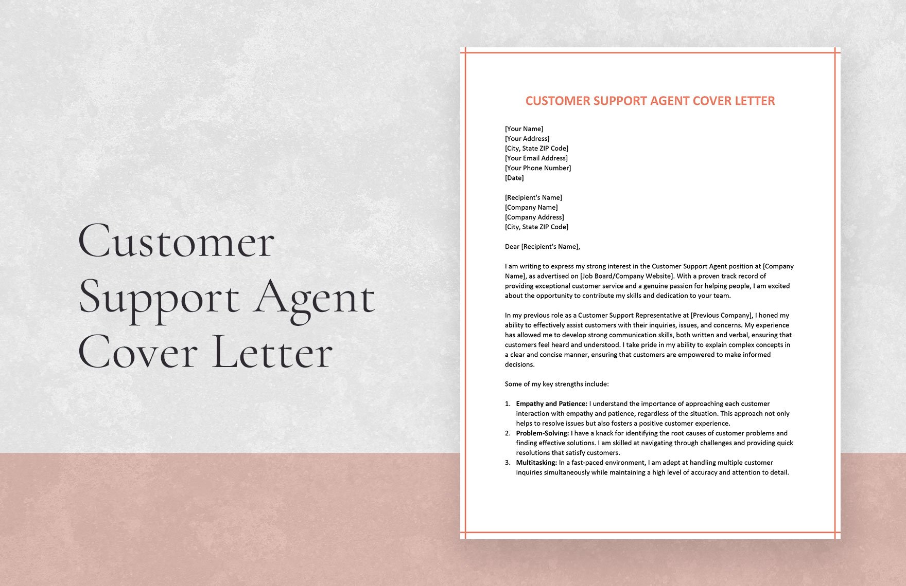 Customer Support Agent Cover Letter
