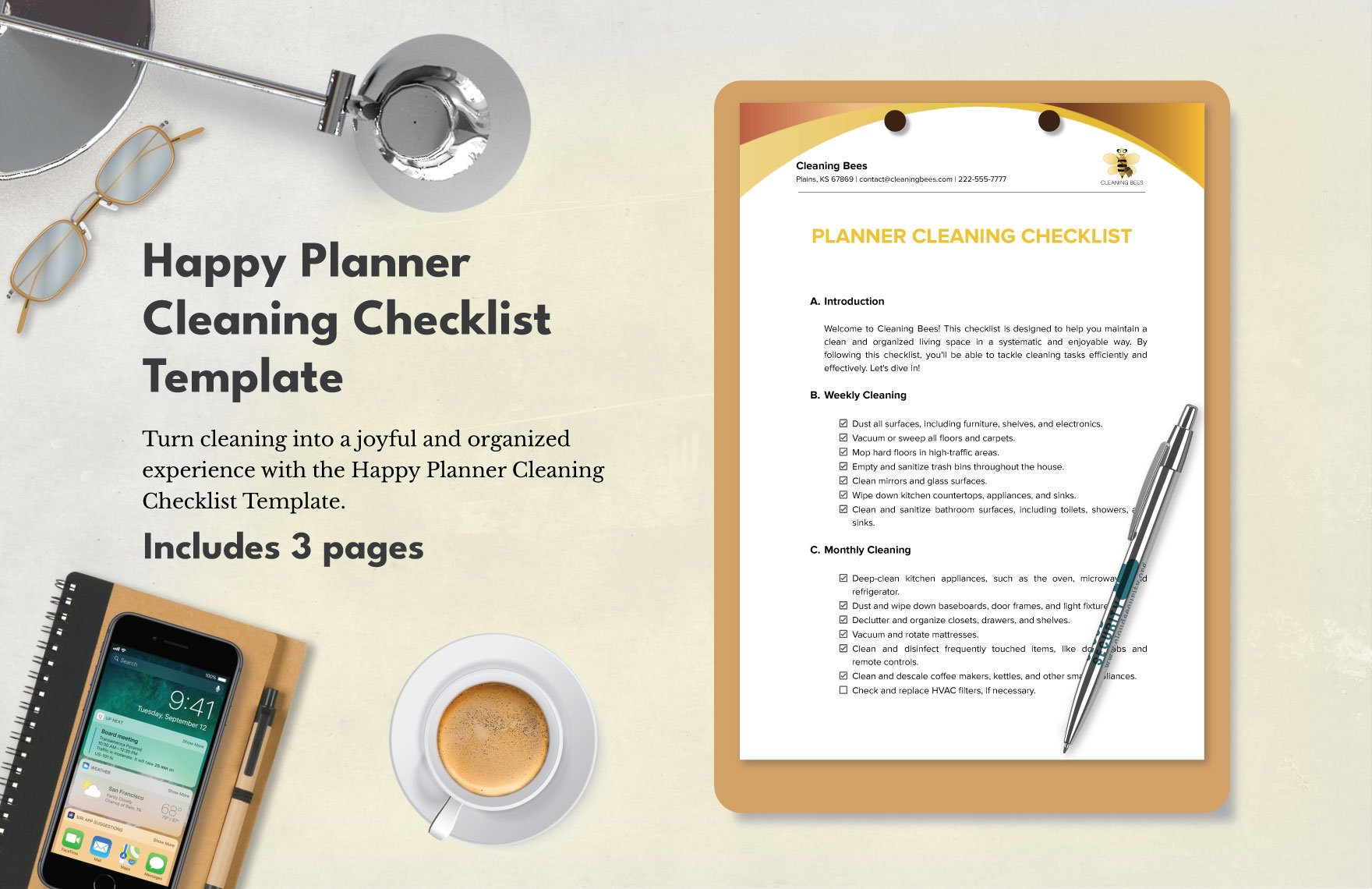 Happy Planner Cleaning Checklist Template