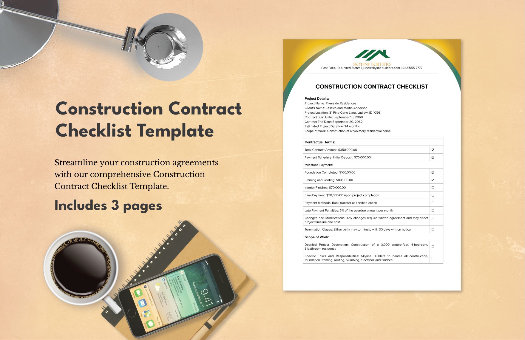 Construction Contract Checklist Template