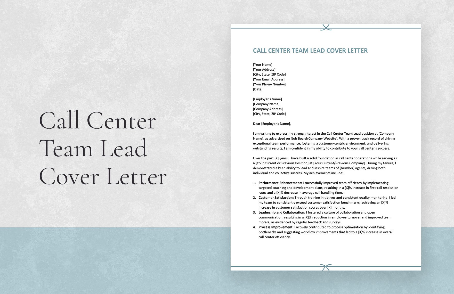 Call Center Team Lead Cover Letter