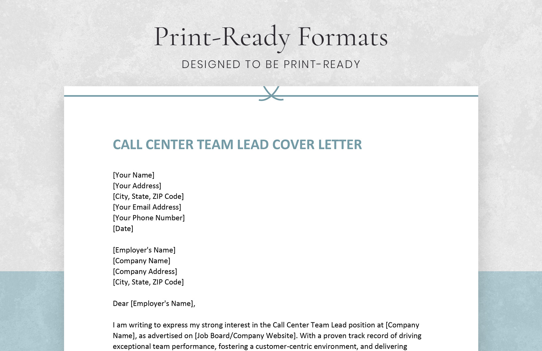 Call Center Team Lead Cover Letter