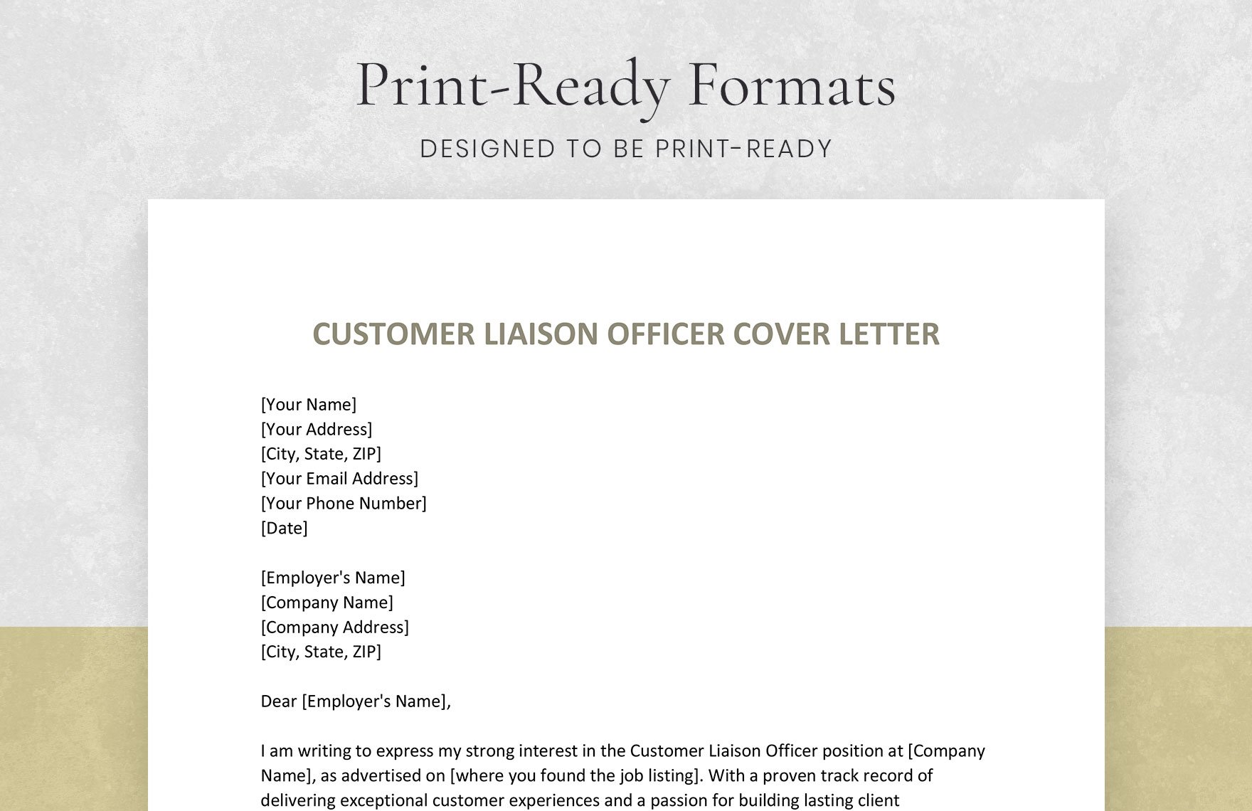 Customer Liaison Officer Cover Letter