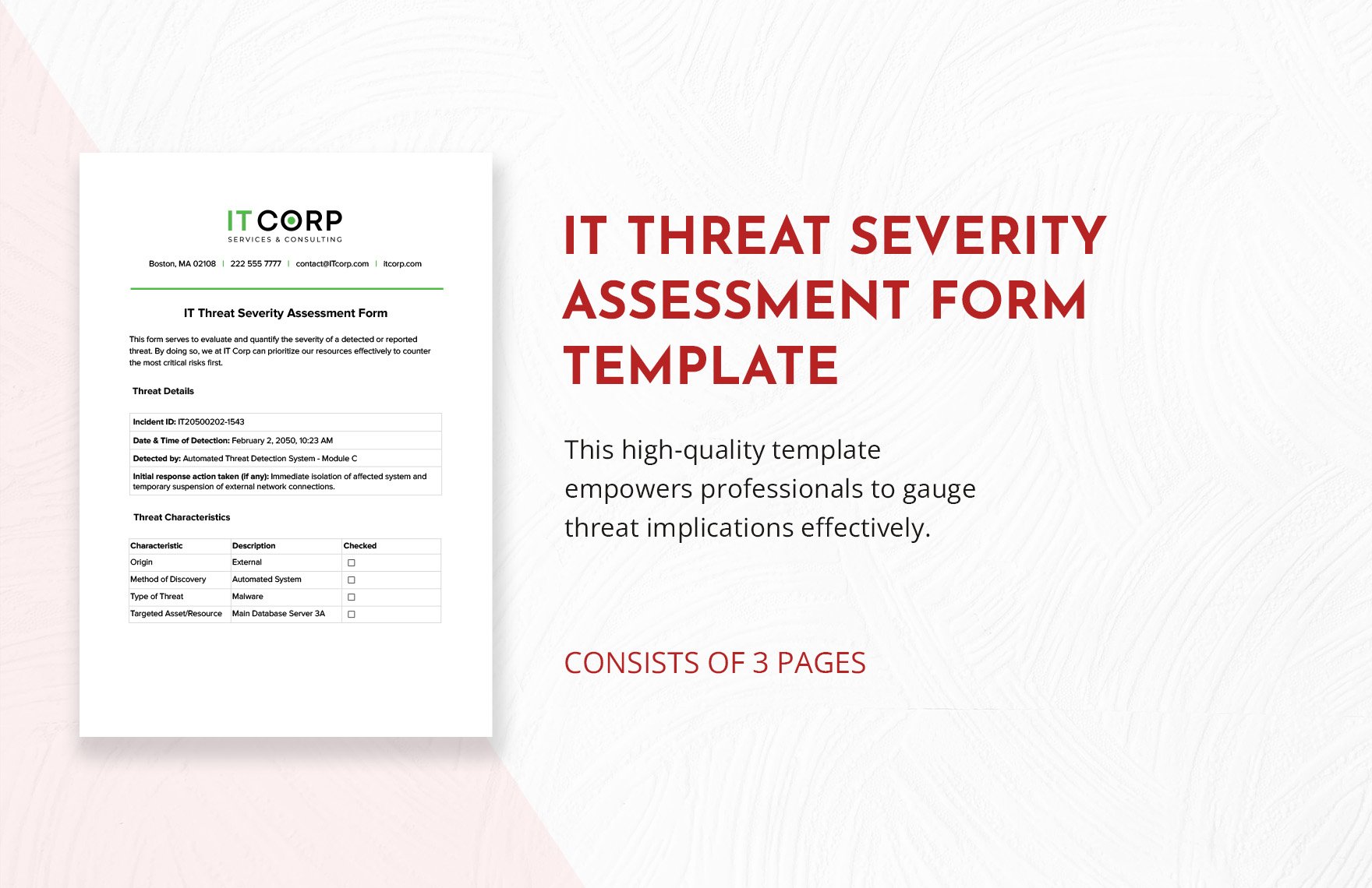 IT Threat Severity Assessment Form Template
