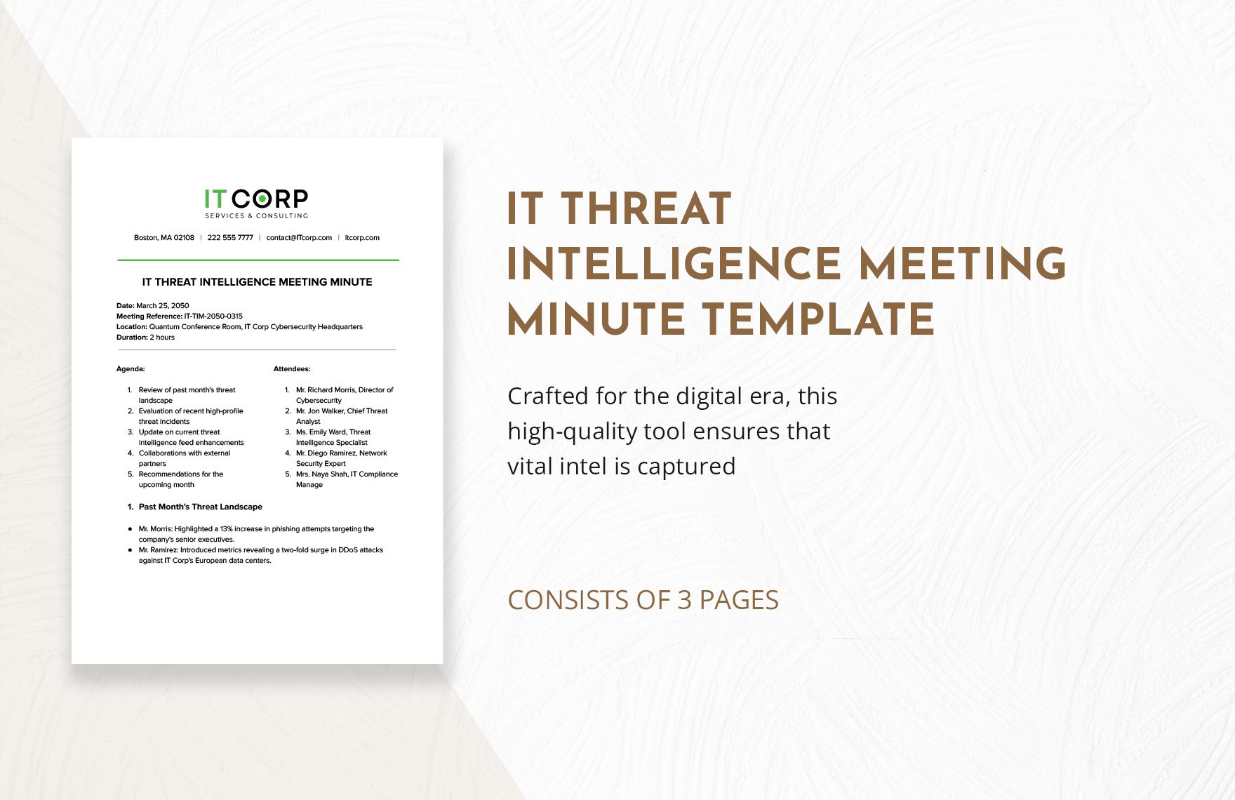 IT Threat Intelligence Meeting Minute Template