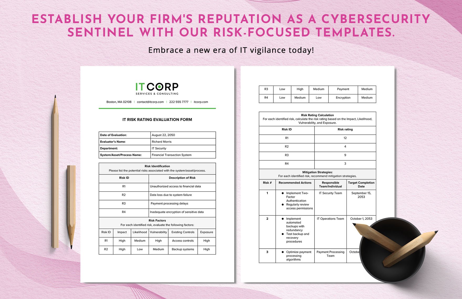 IT Risk Rating Evaluation Form Template