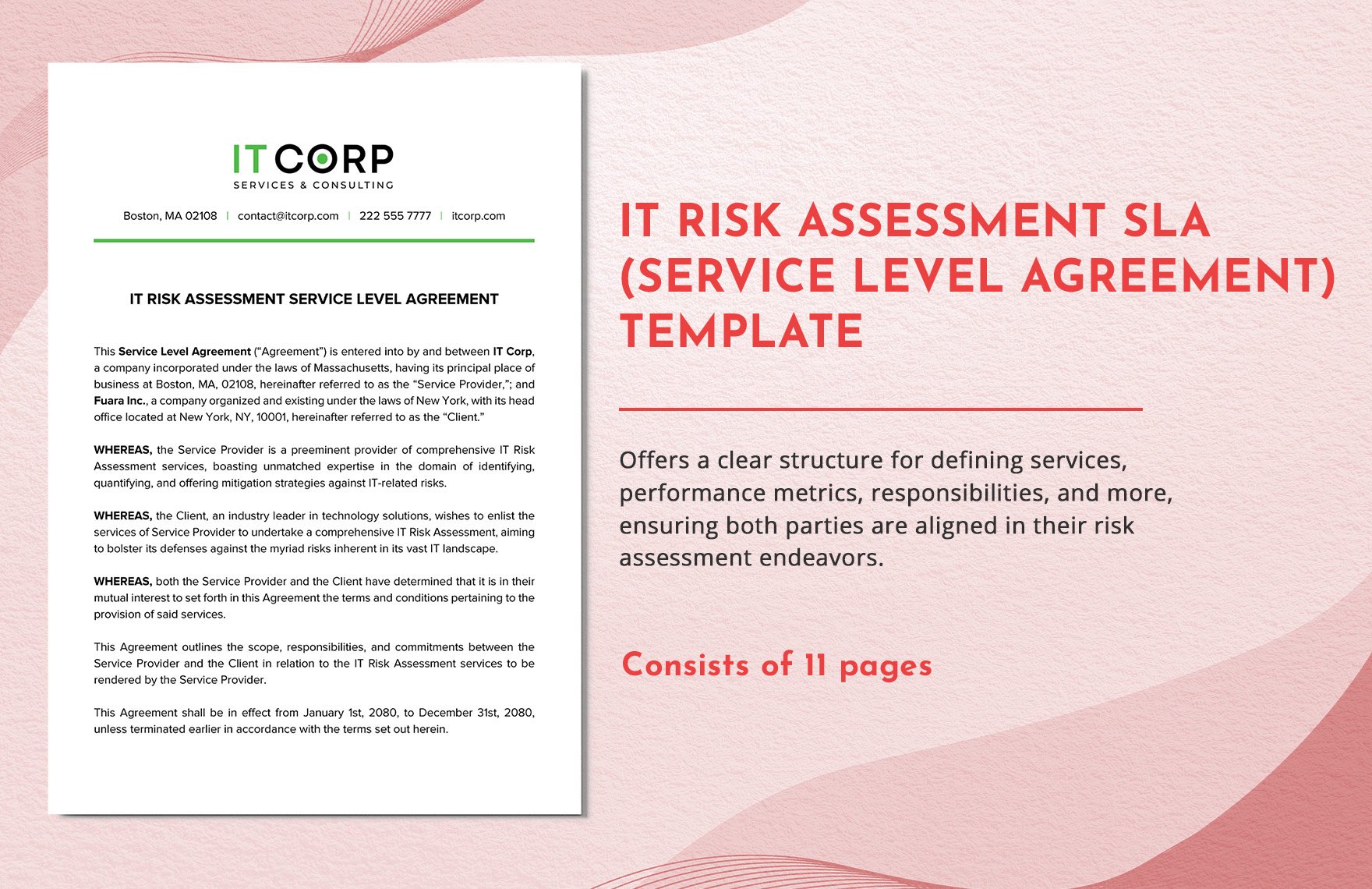 IT Risk Assessment SLA (Service Level Agreement) Template