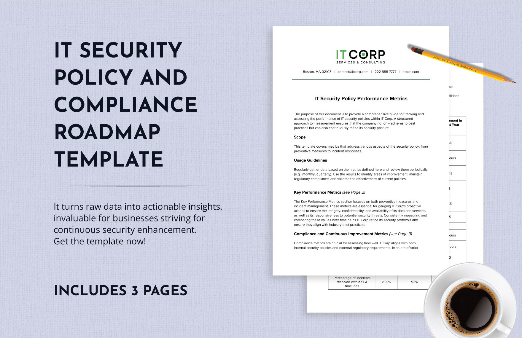 IT Security Policy Performance Metrics Template in Word, Google Docs, PDF