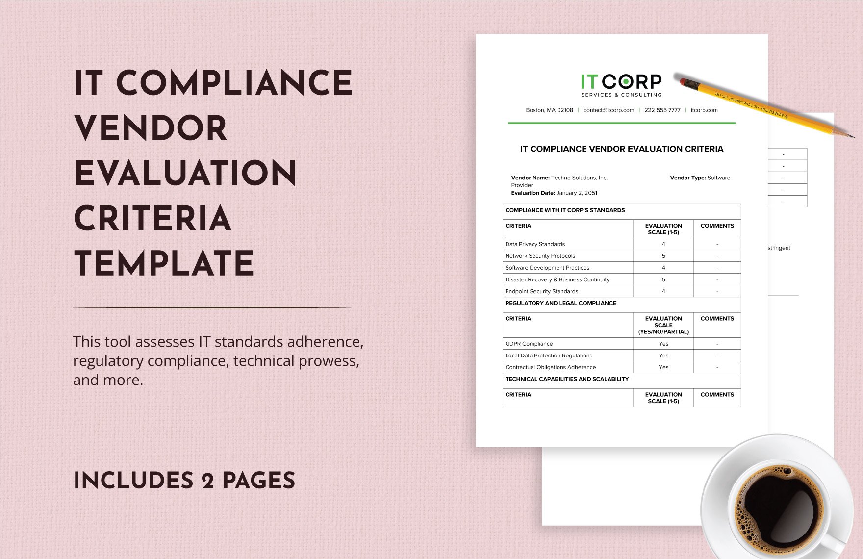IT Compliance Vendor Evaluation Criteria Template