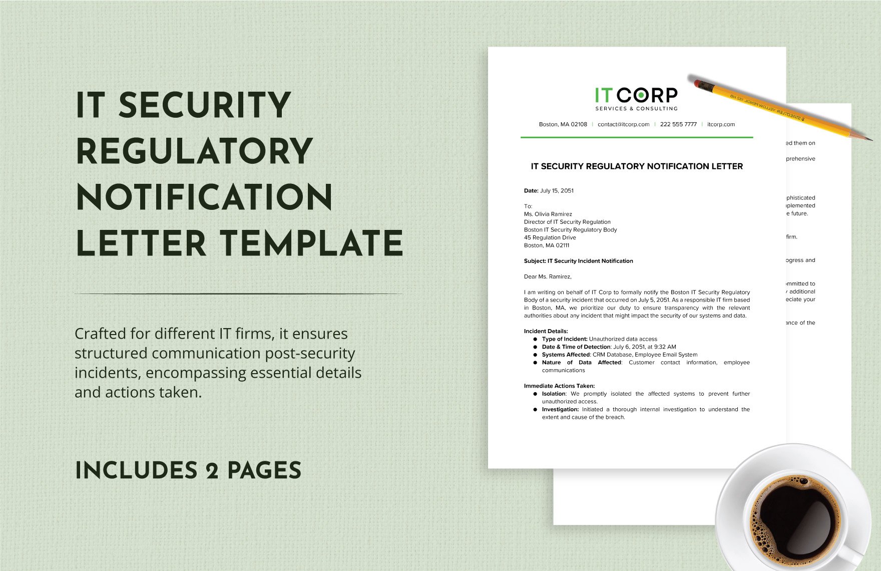 IT Security Regulatory Notification Letter Template in Word, Google Docs, PDF