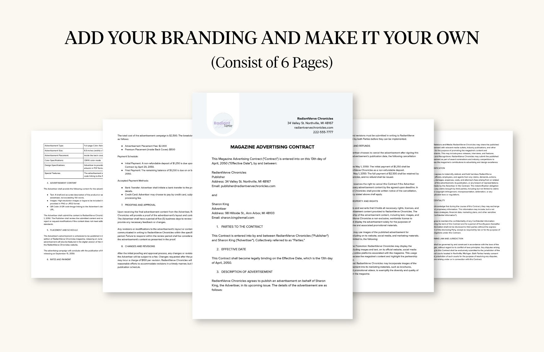 Magazine Advertising Contract Template