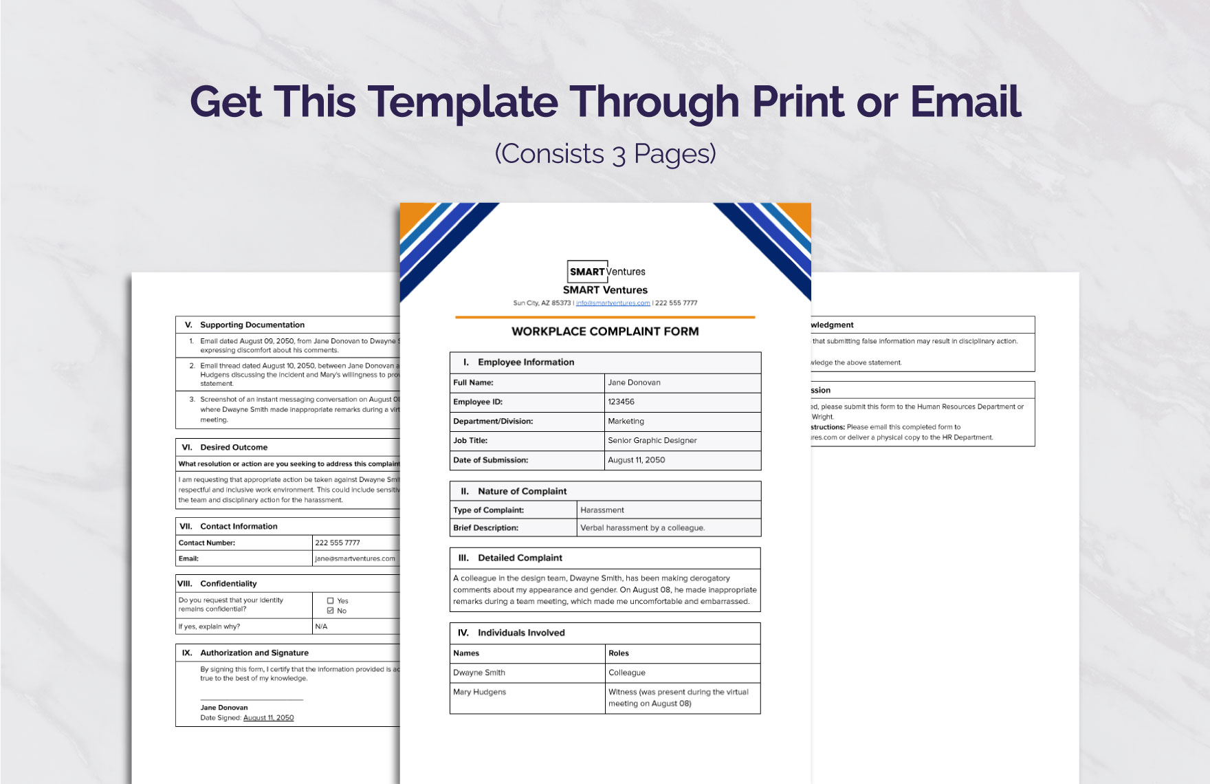 Workplace Complaint Form Template
