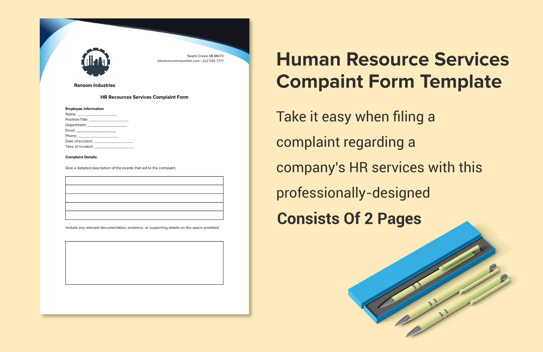 Human Resource Services Complaint Form Template