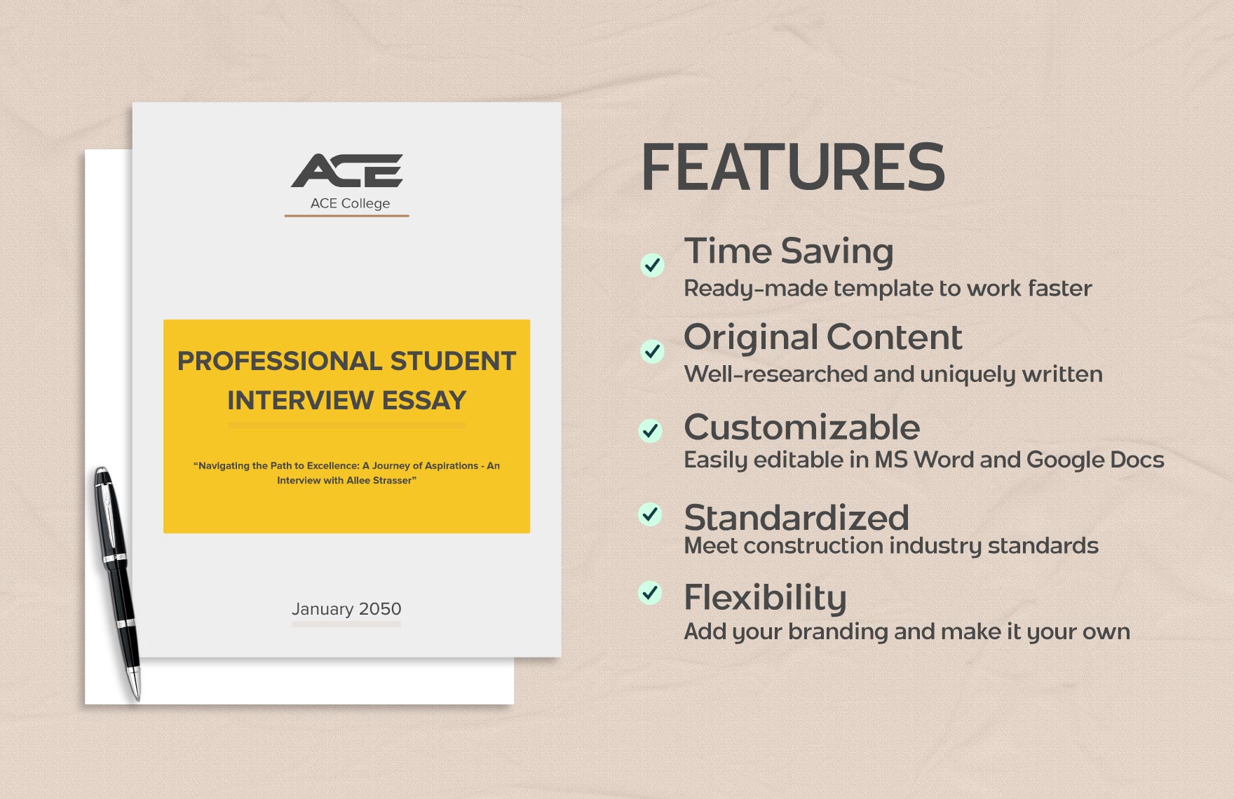 Professional Student Interview Essay Template