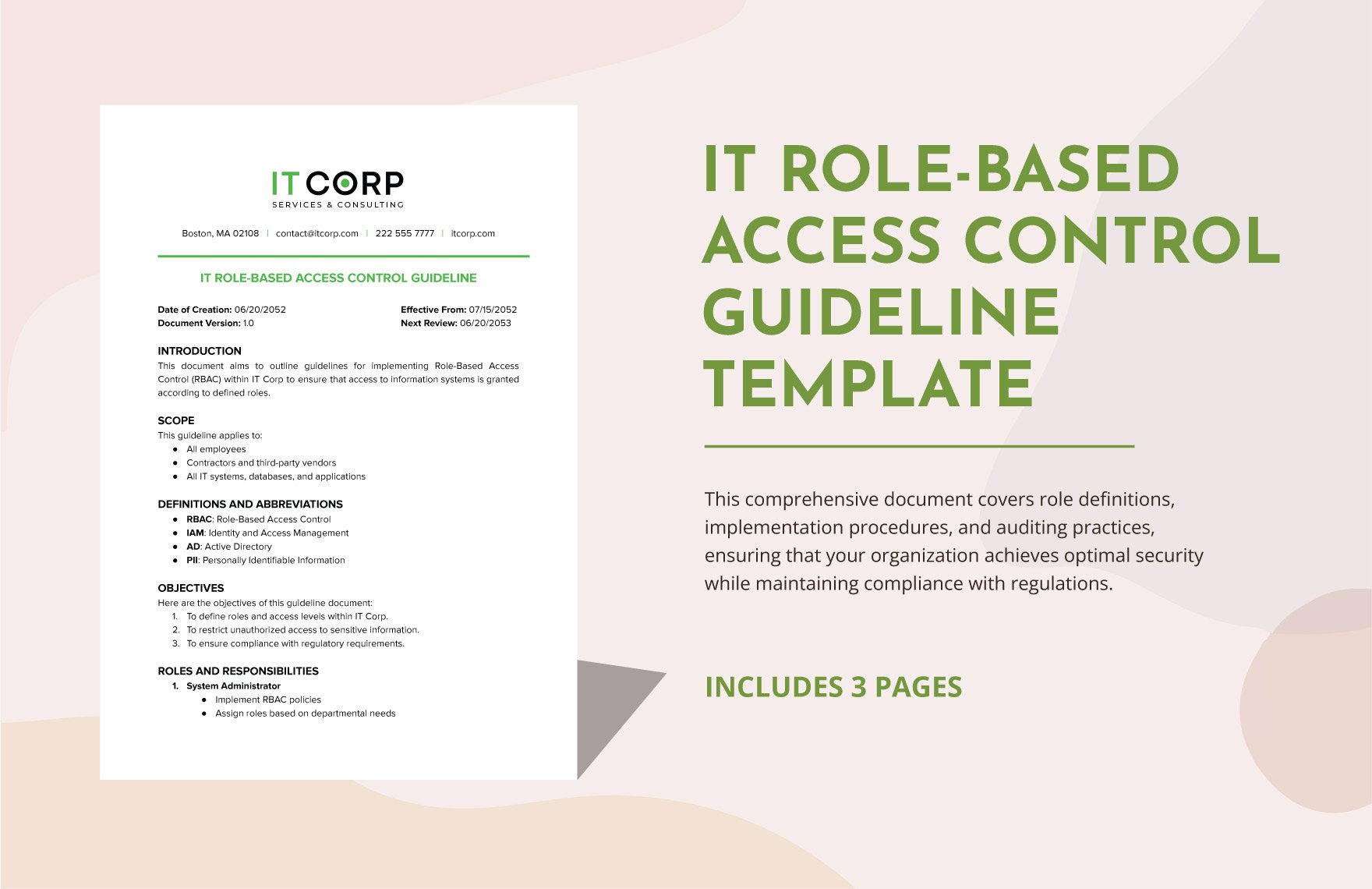 IT Role-Based Access Control Guideline Template in Word, Google Docs, PDF