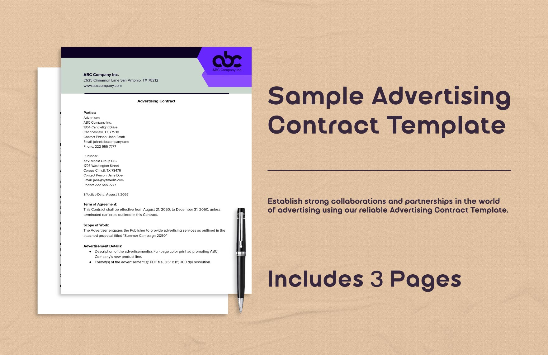 Sample Advertising Contract Template