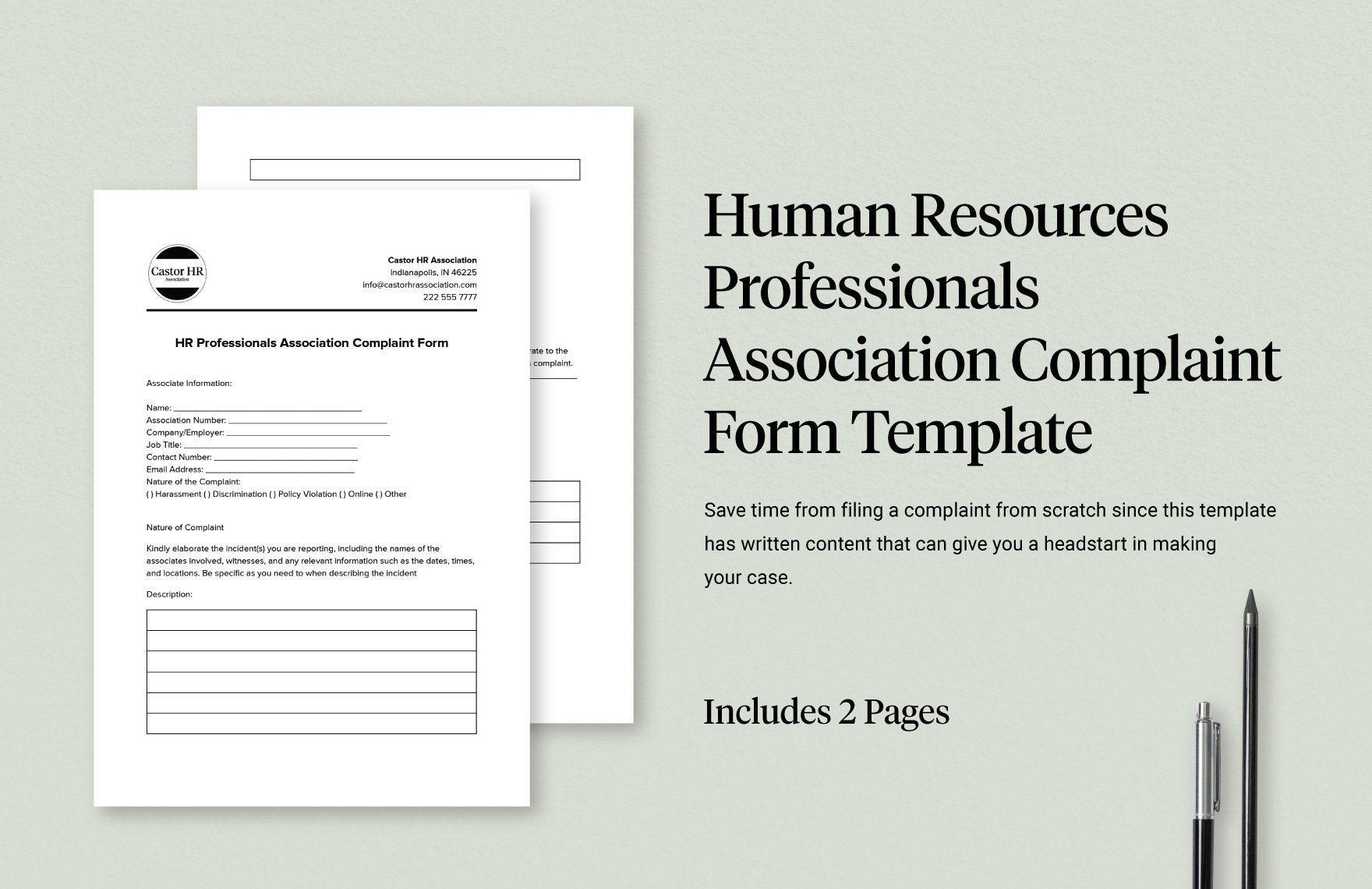 Human Resources Professionals Association Complaint Form Template