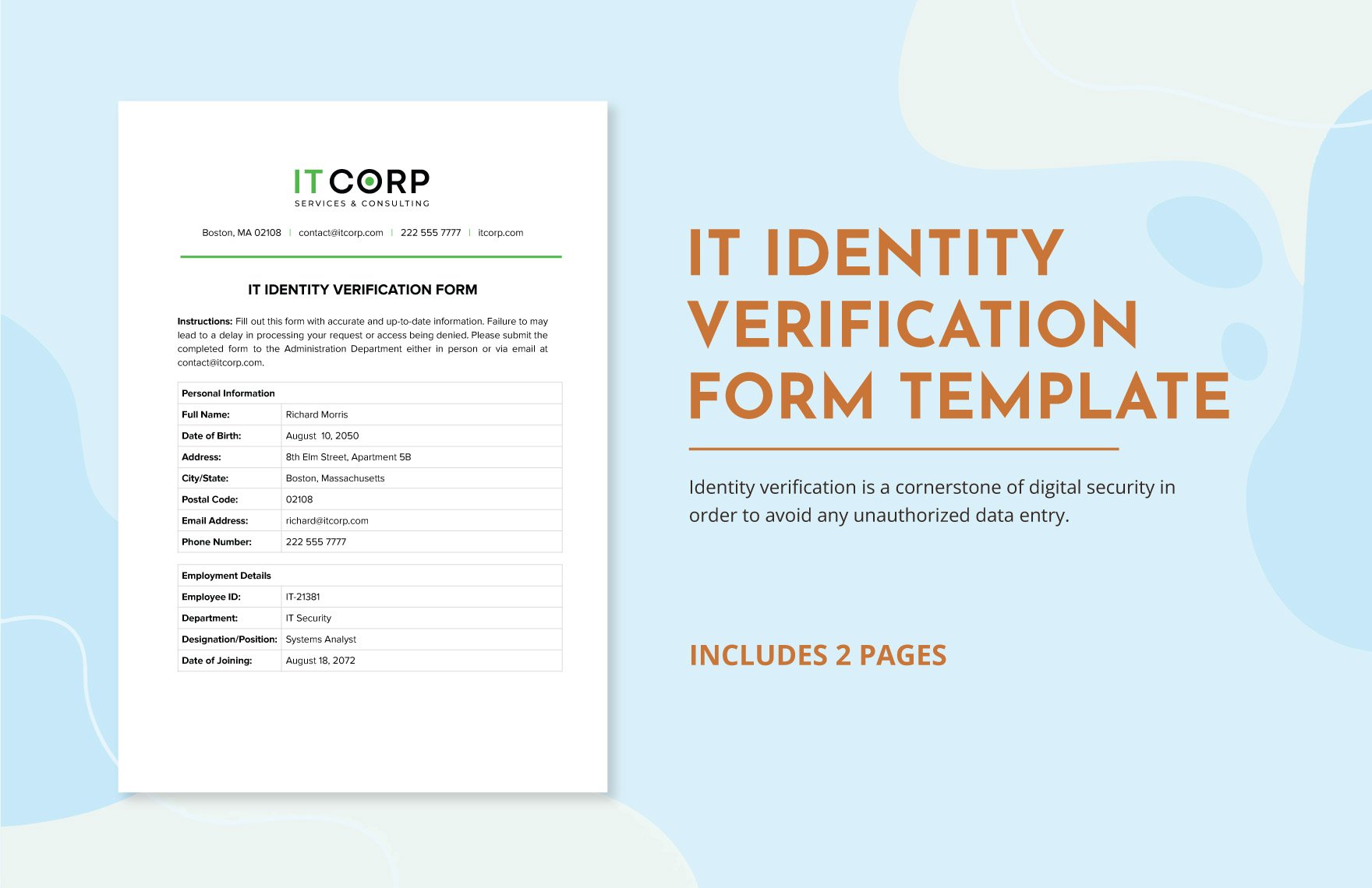 IT Identity Verification Form Template