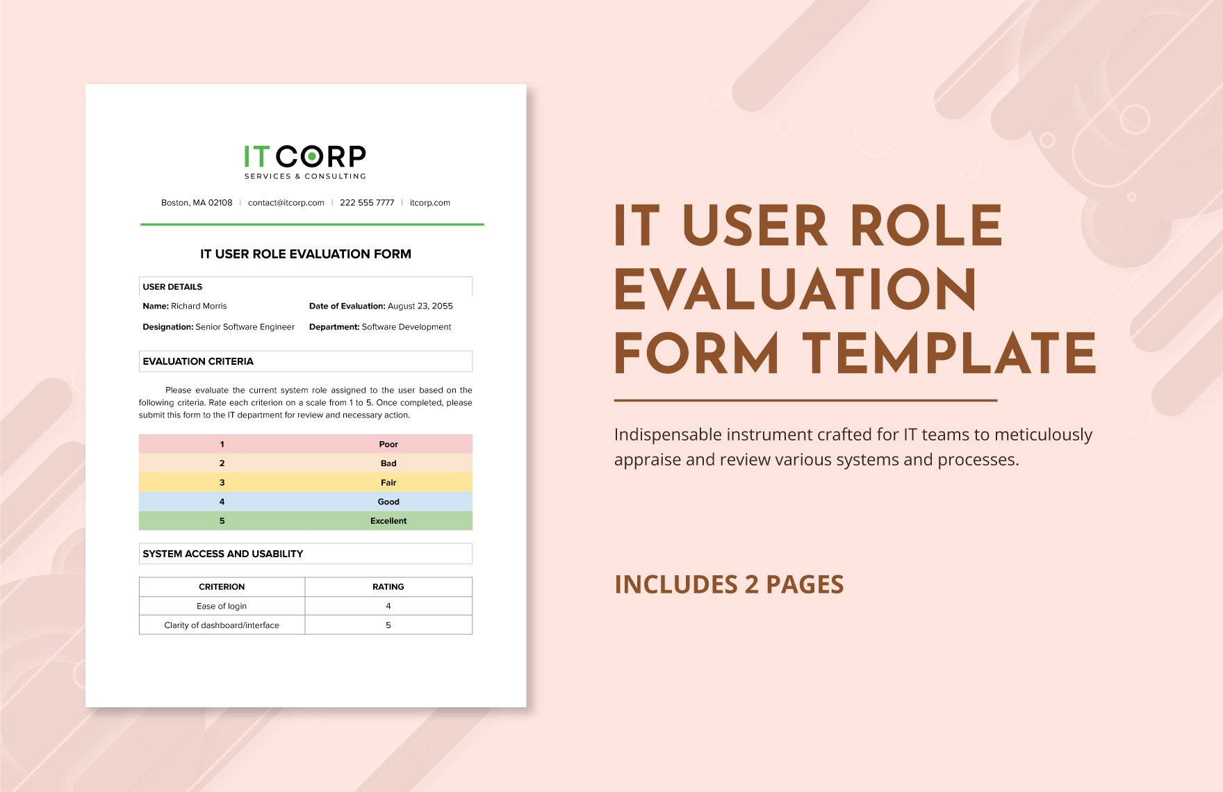 IT User Role Evaluation Form Template