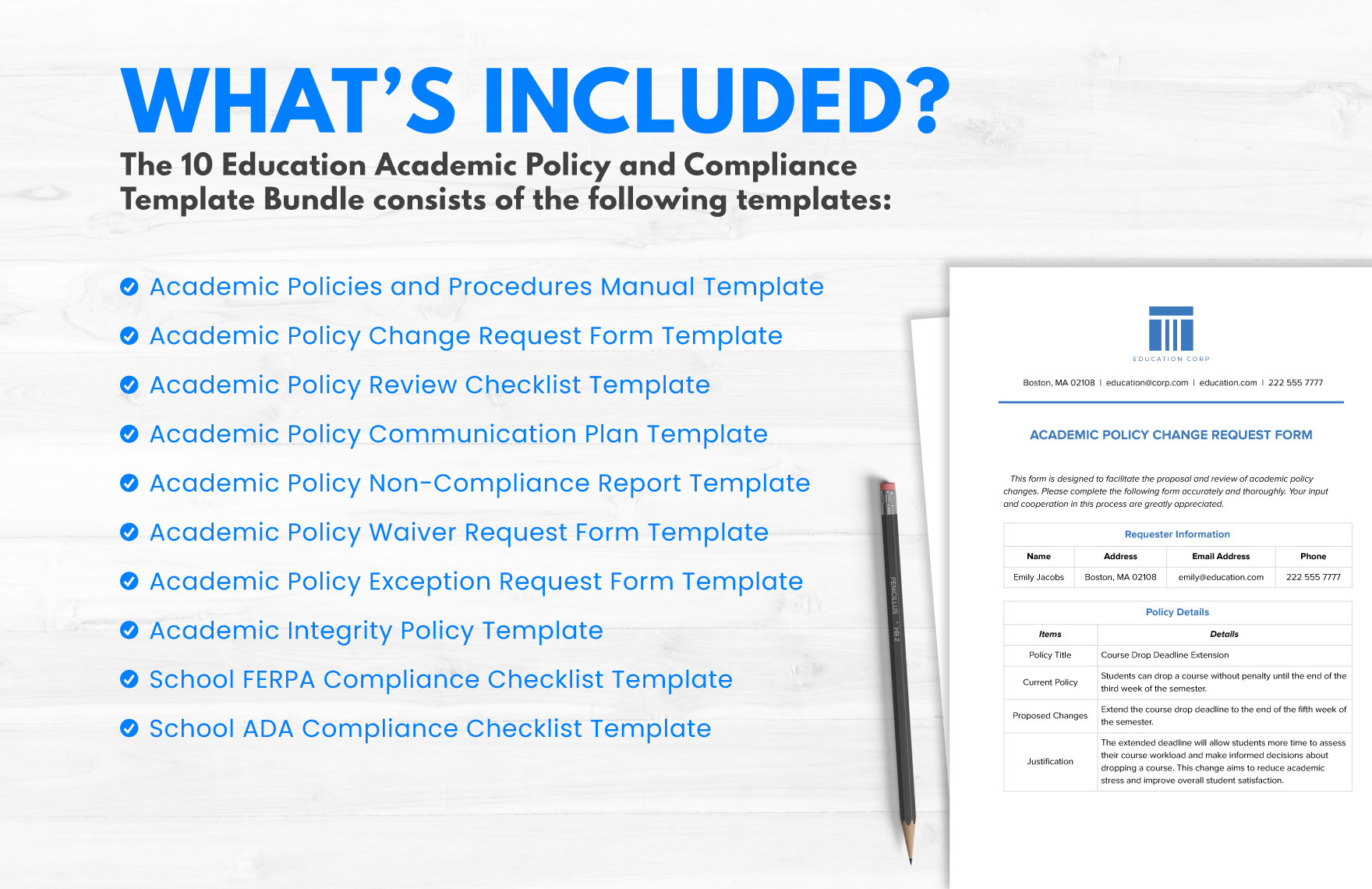 10 Education Academic Policy and Compliance Template Bundle