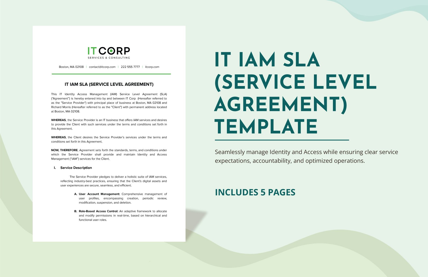 IT IAM SLA (Service Level Agreement) Template