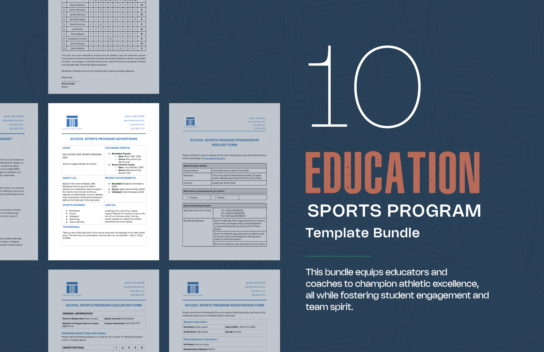10 Education Sports Program Template Bundle