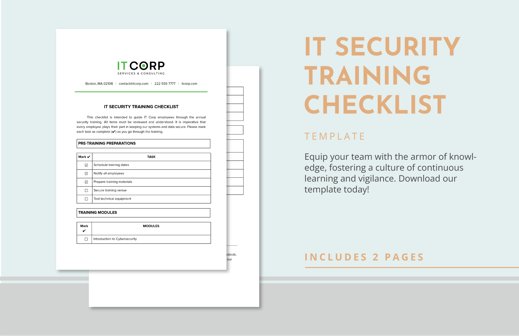 IT Security Training Checklist Template in Word, Google Docs, PDF