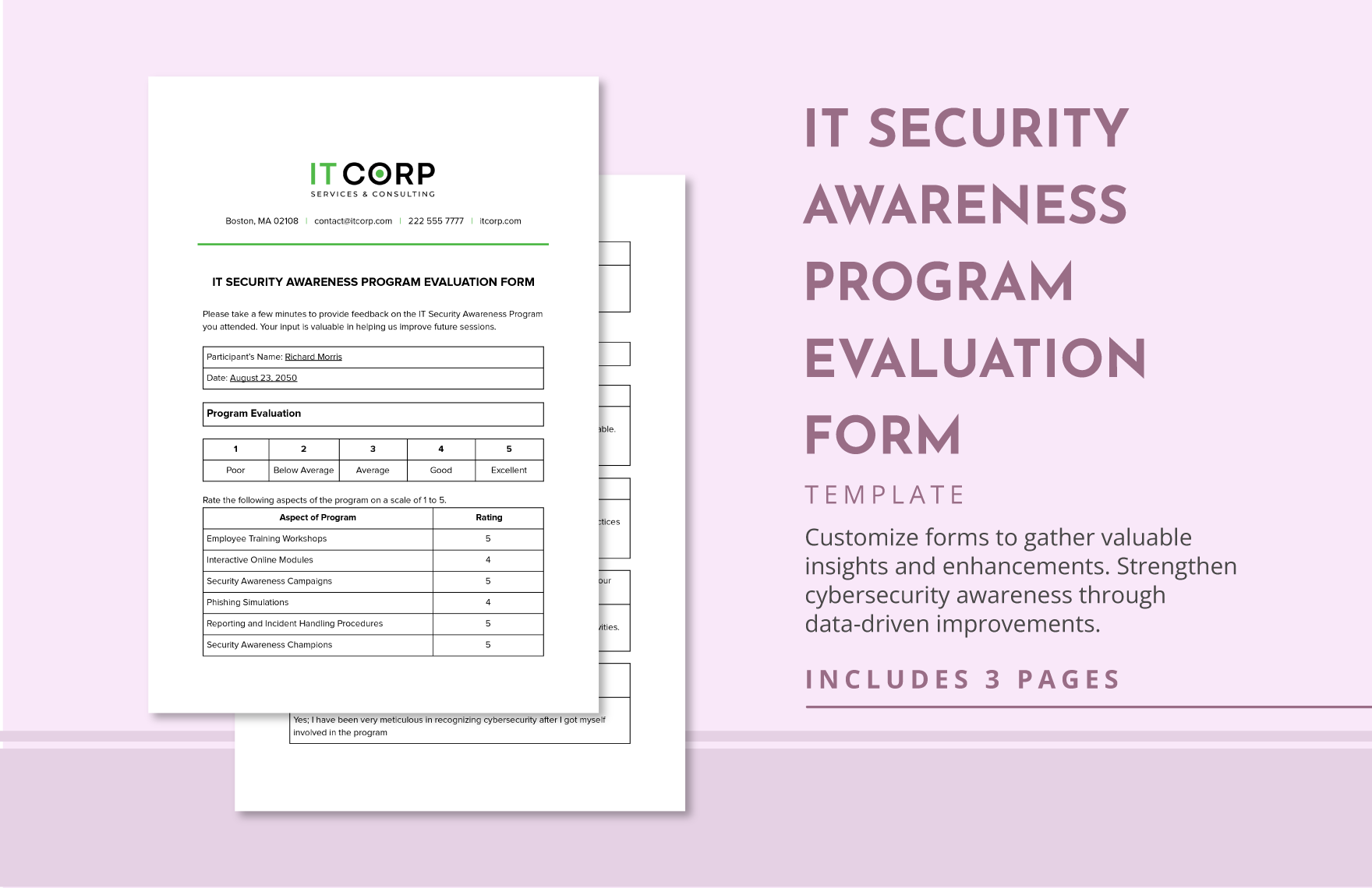 IT Security Awareness Program Evaluation Form Template
