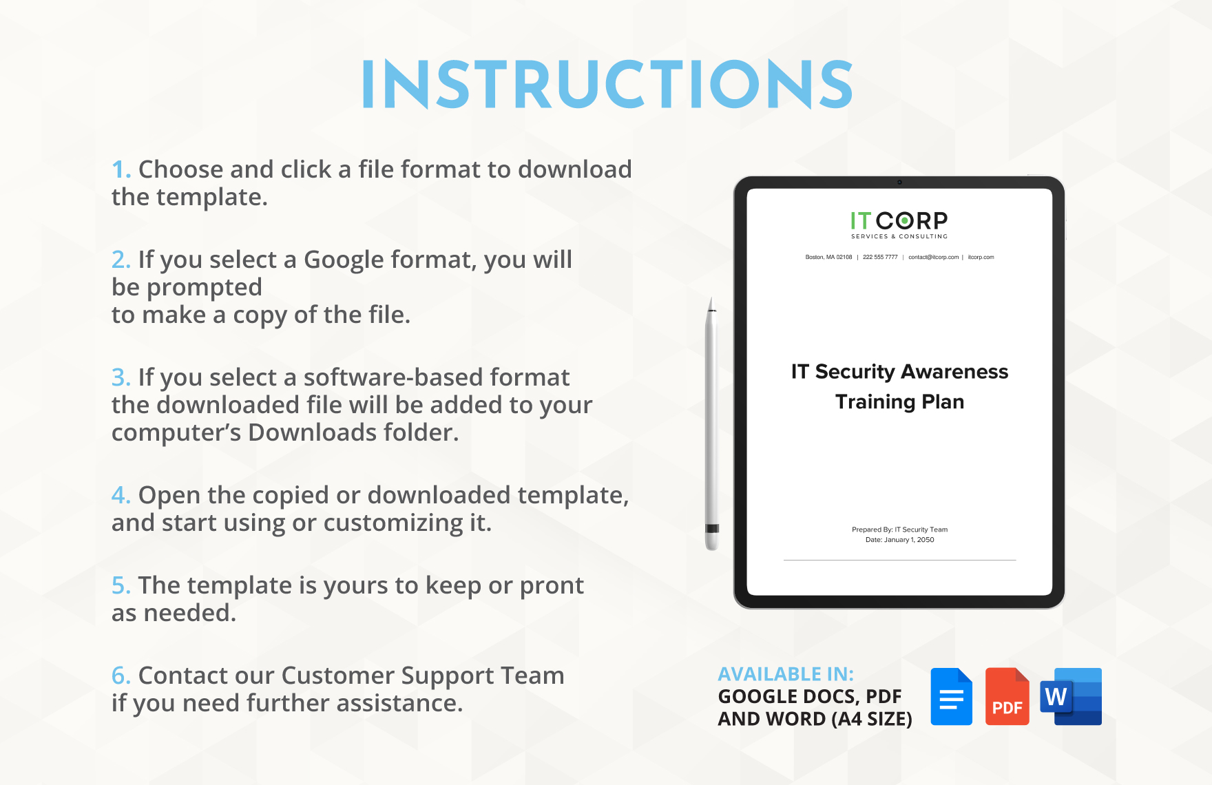 IT Security Awareness Training Plan Template in Word PDF Google Docs