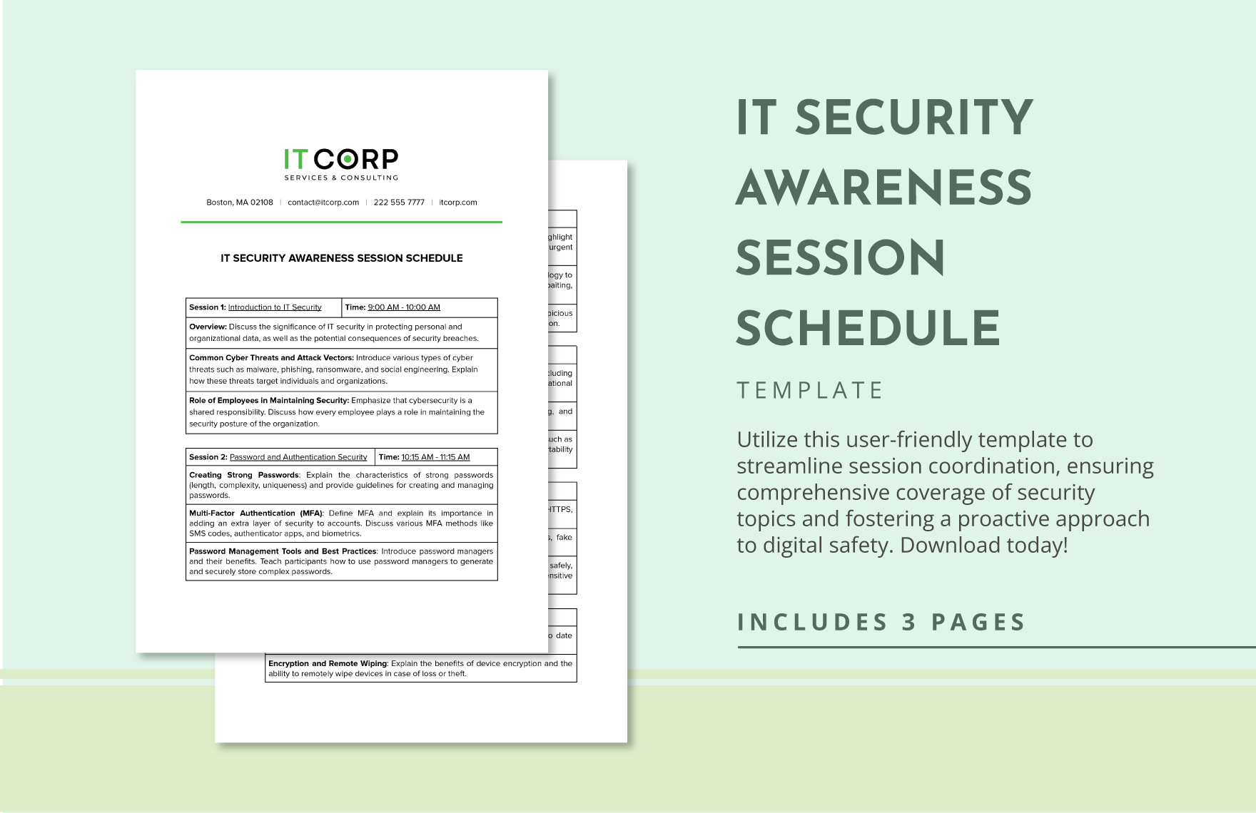 IT Security Awareness Session Schedule Template