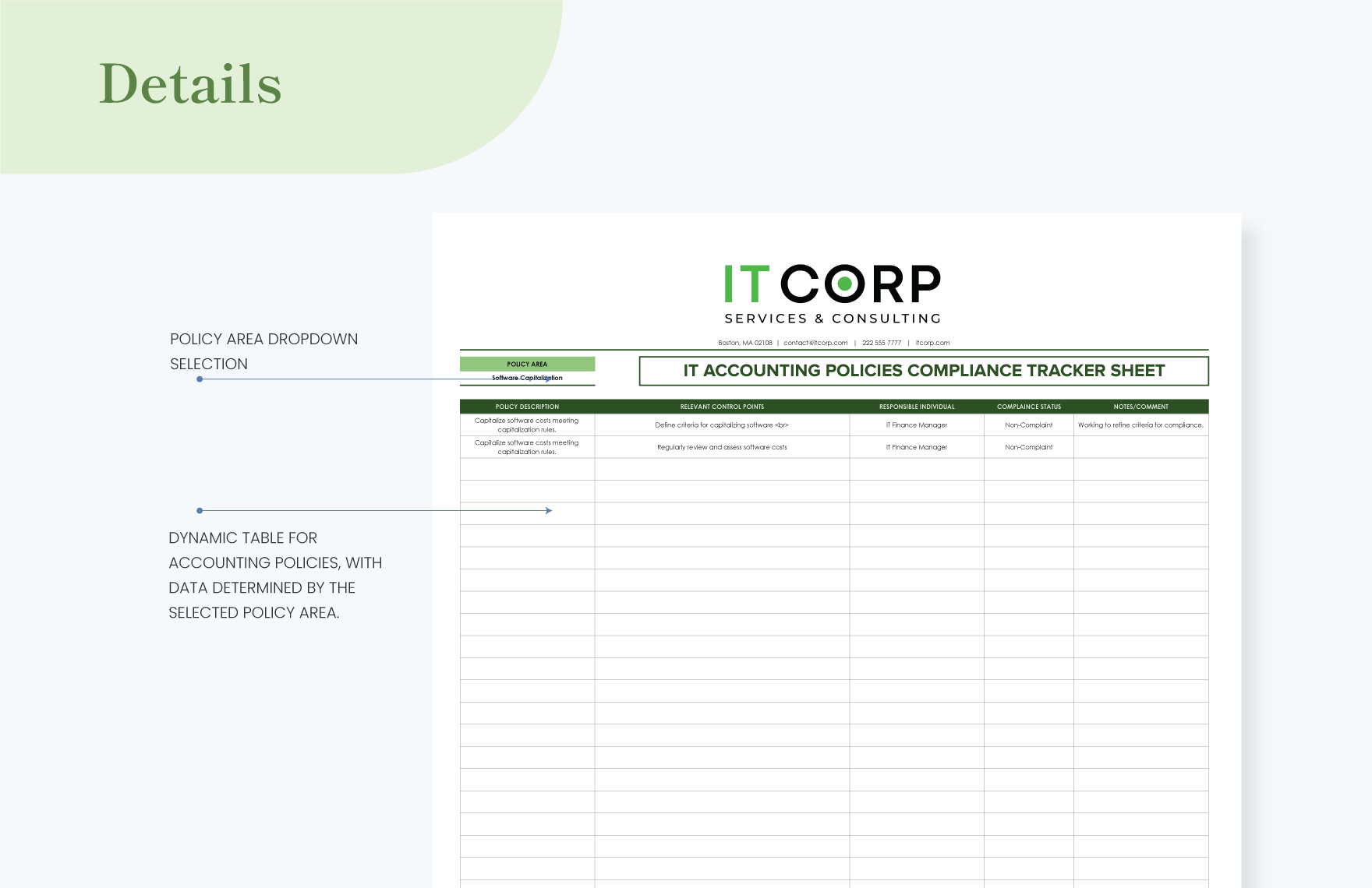 IT Accounting Policies Compliance Tracker Sheet Template