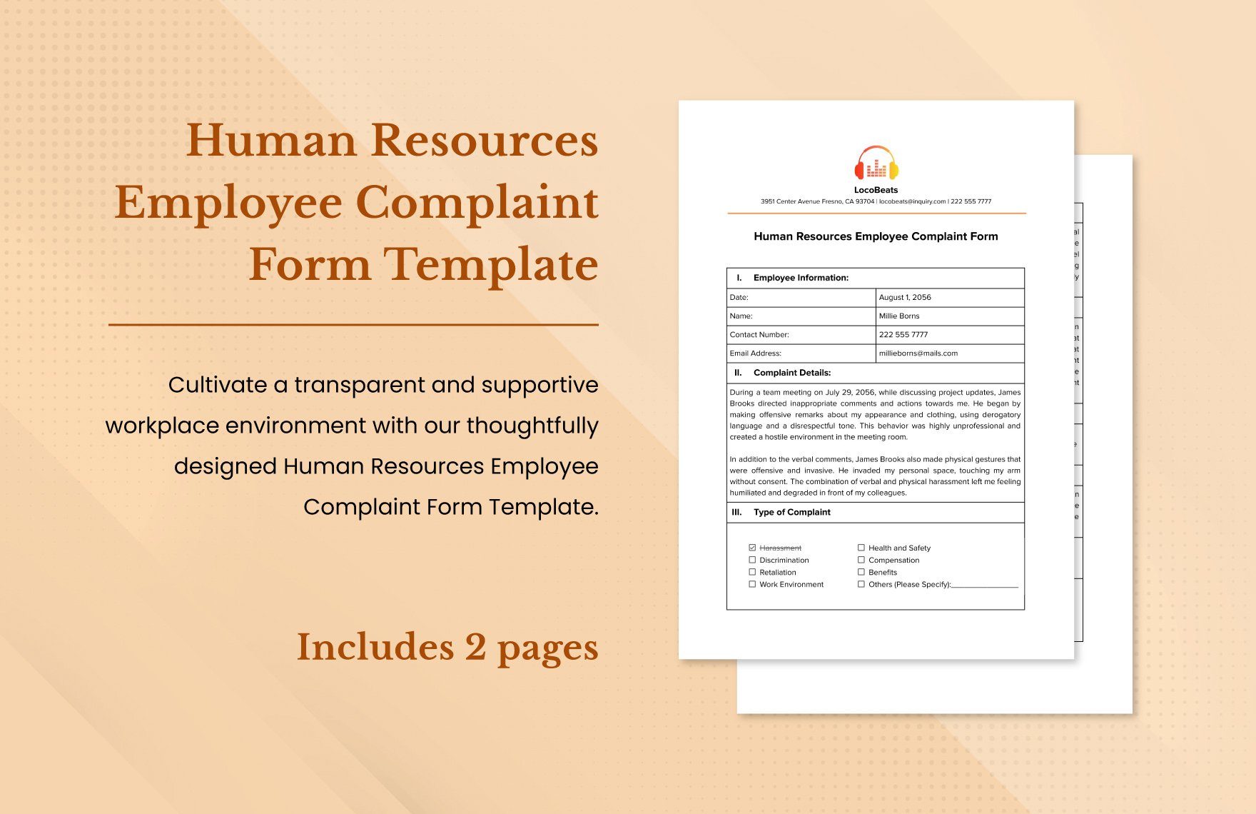 Human Resources Employee Complaint Form Template