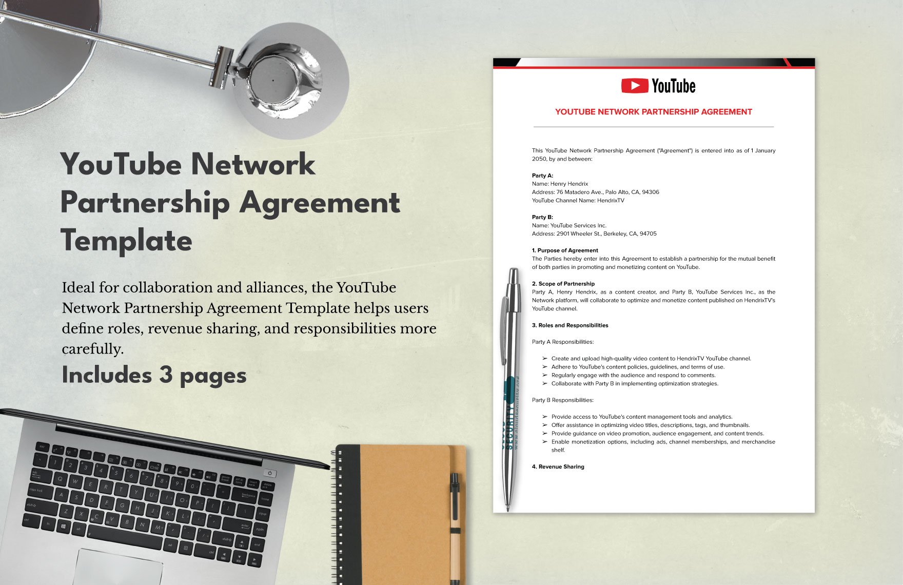 YouTube Network Partnership Agreement Template