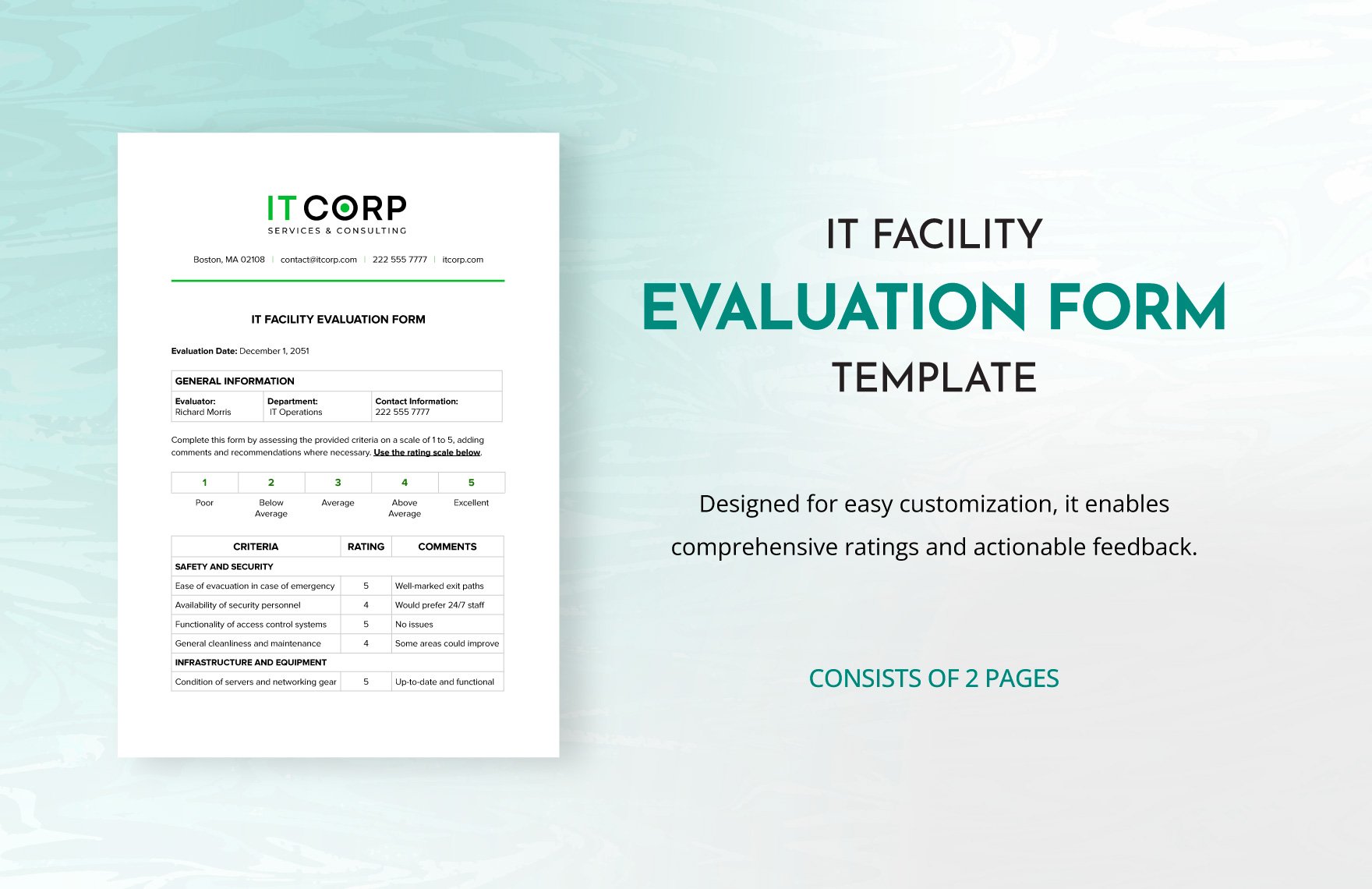IT Facility Evaluation Form Template