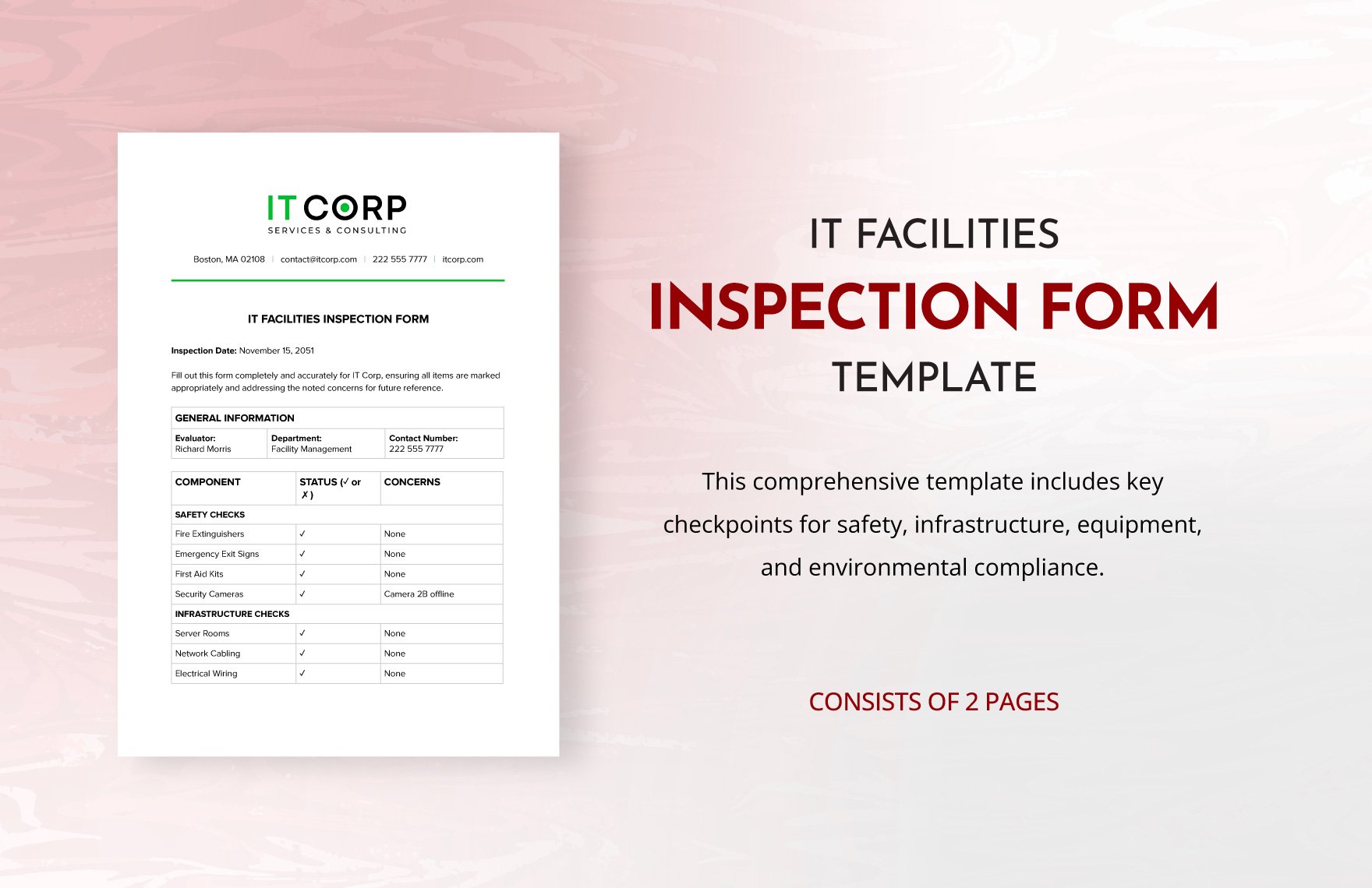IT Facilities Inspection Form Template