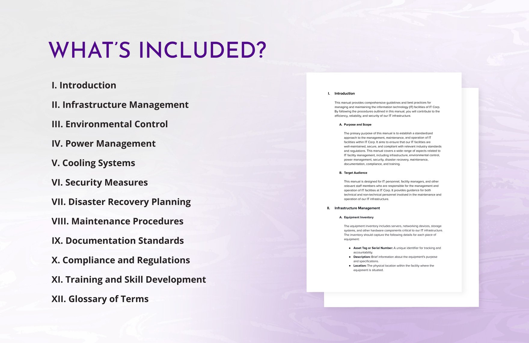 IT Facility Management Manual Template