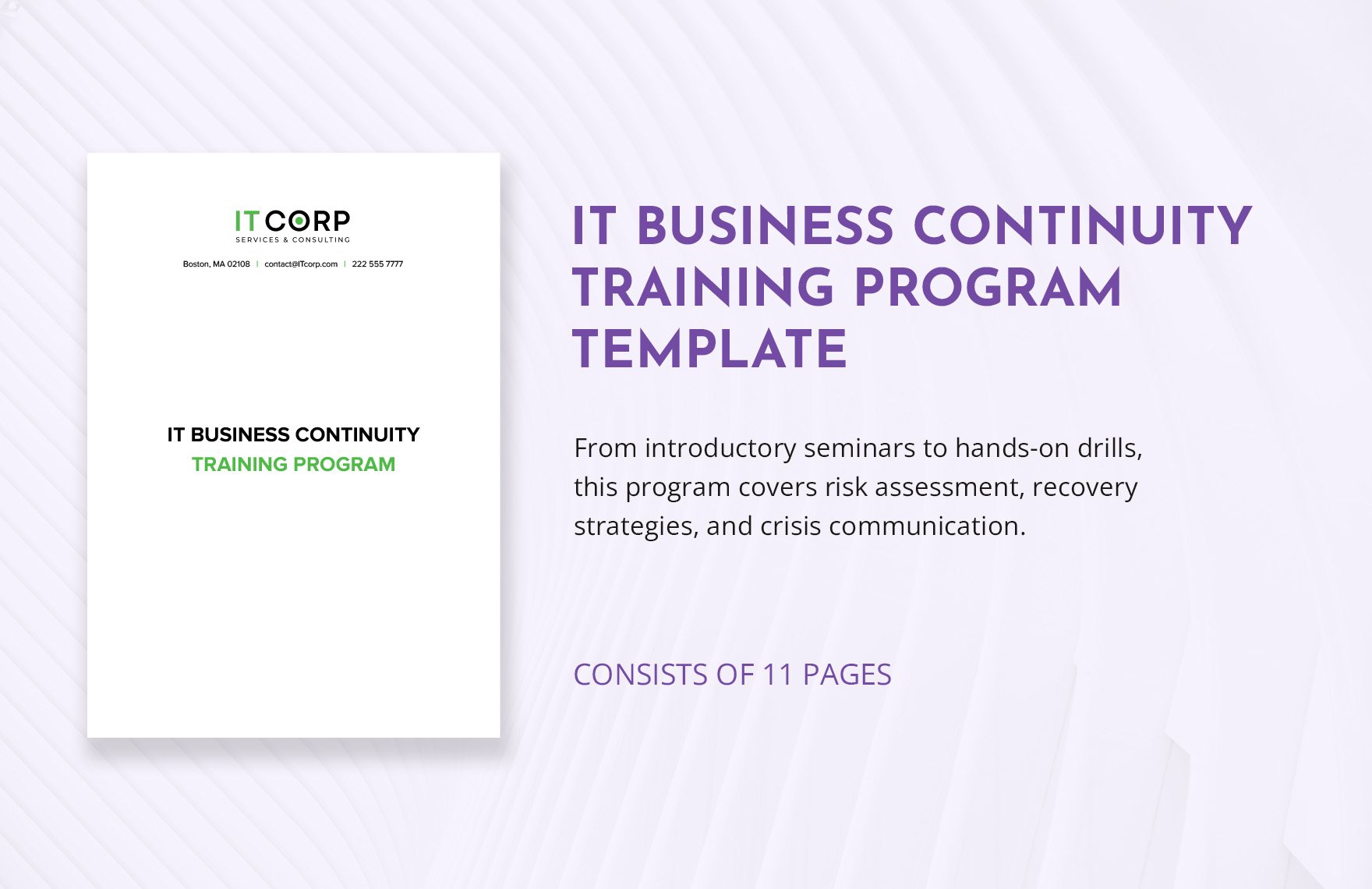 IT Business Continuity Training Program Template
