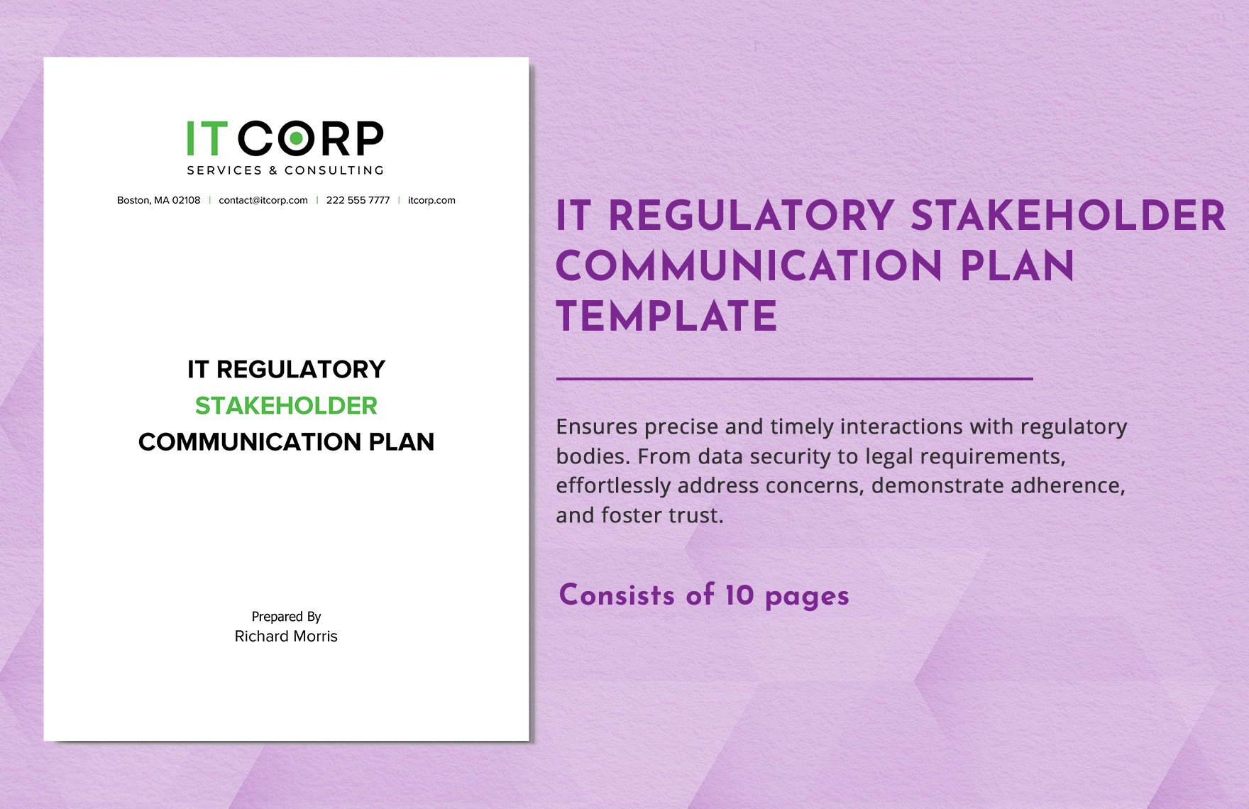 IT Regulatory Stakeholder Communication Plan Template