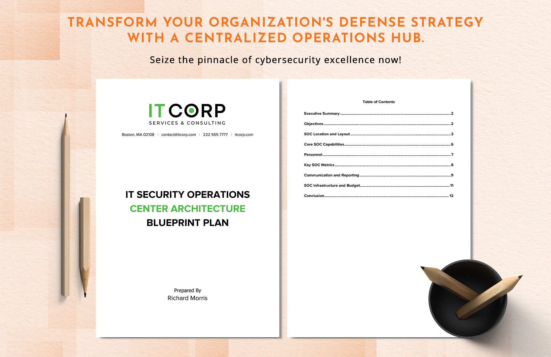 IT Security Operations Center Architecture Blueprint Plan Template
