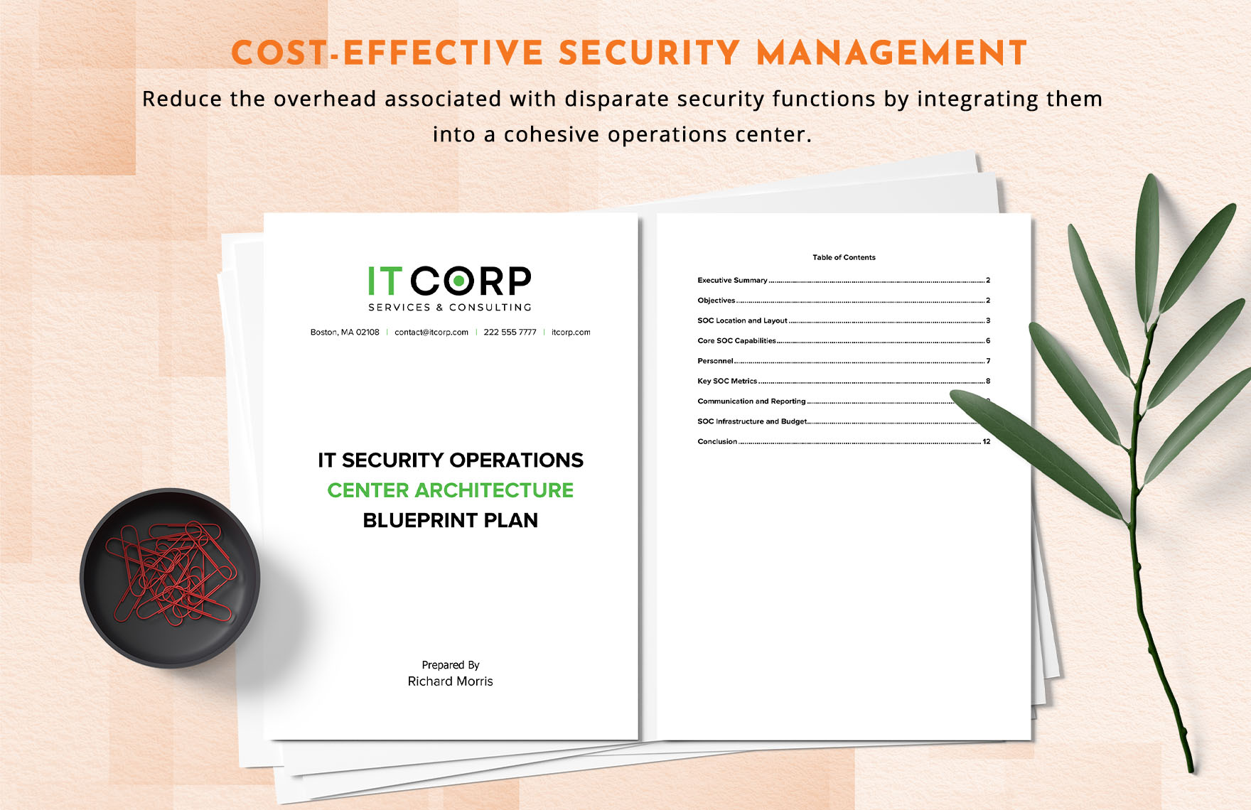 IT Security Operations Center Architecture Blueprint Plan Template
