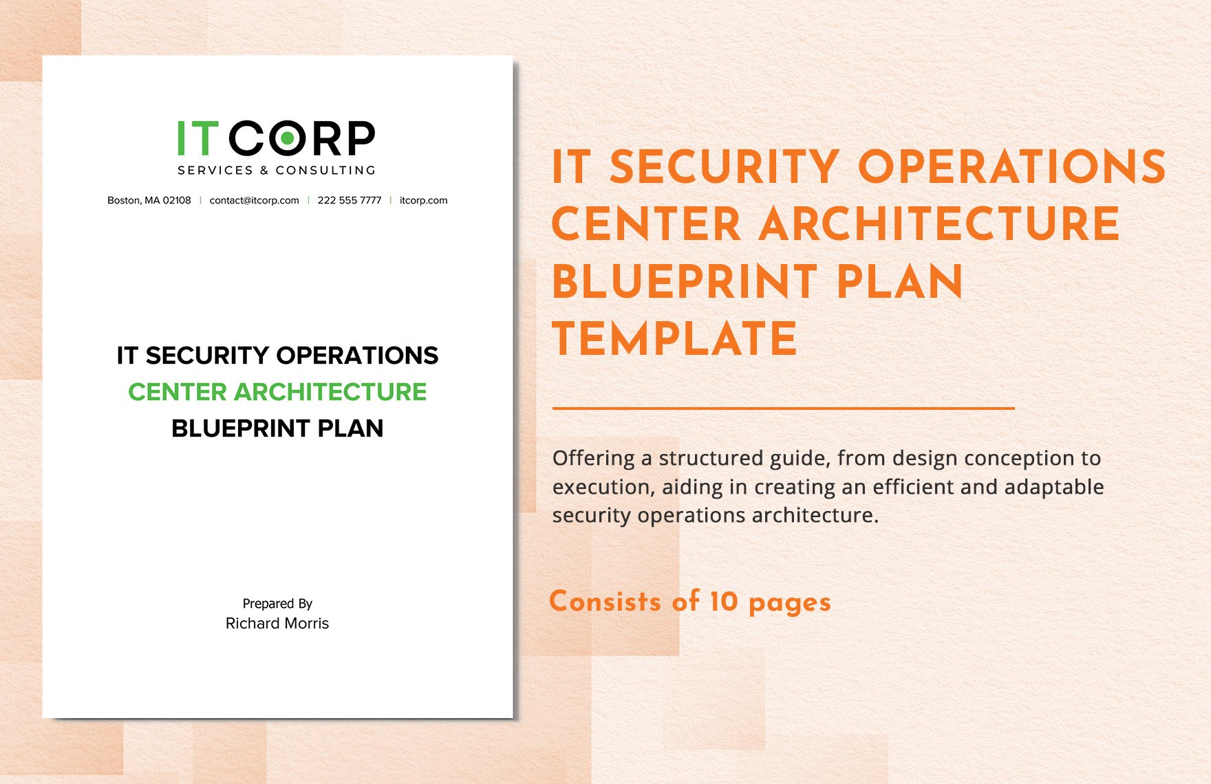 IT Security Operations Center Architecture Blueprint Plan Template in Word, Google Docs, PDF