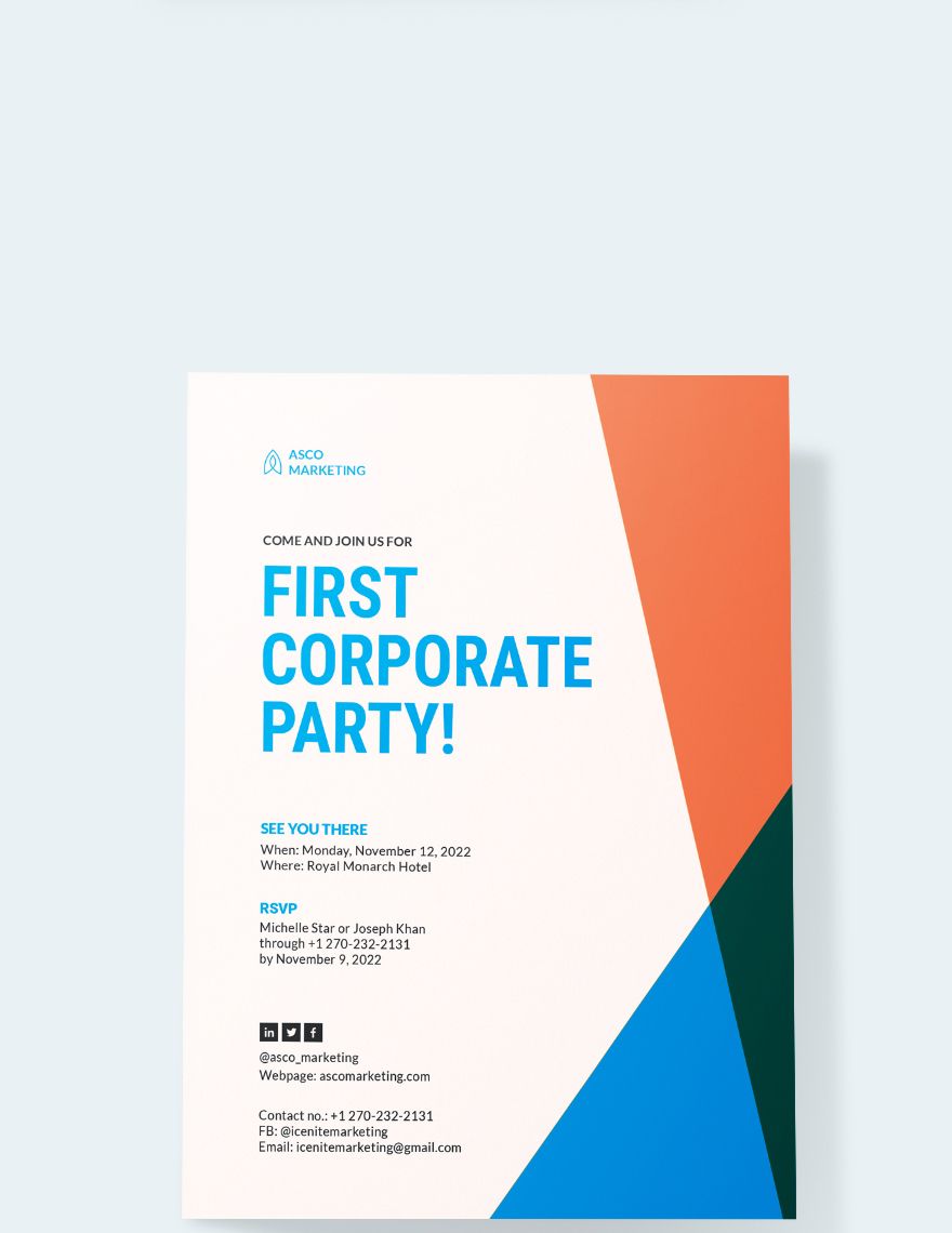 Corporate Party Invitation Template