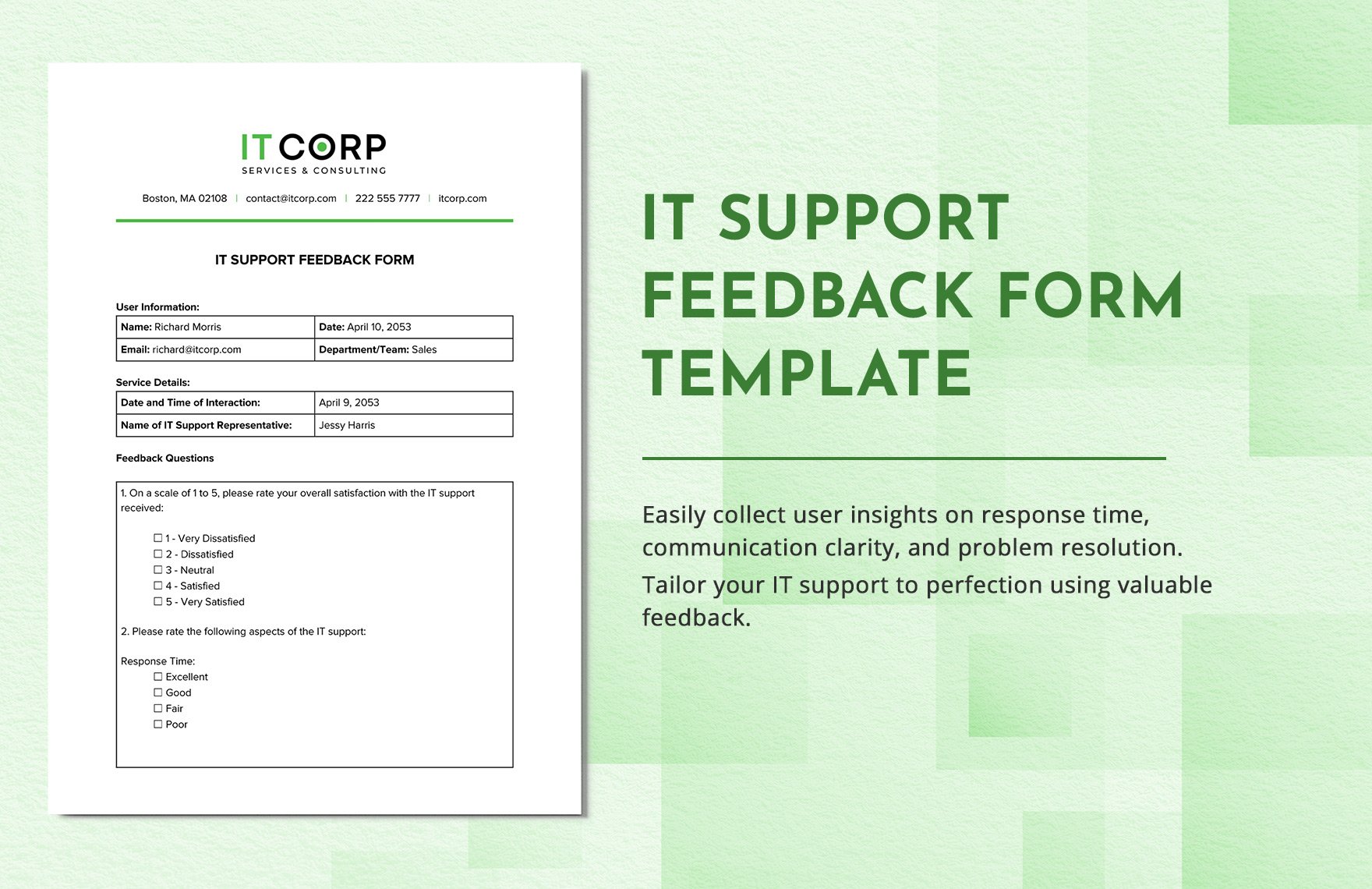 IT Support Feedback Form Template