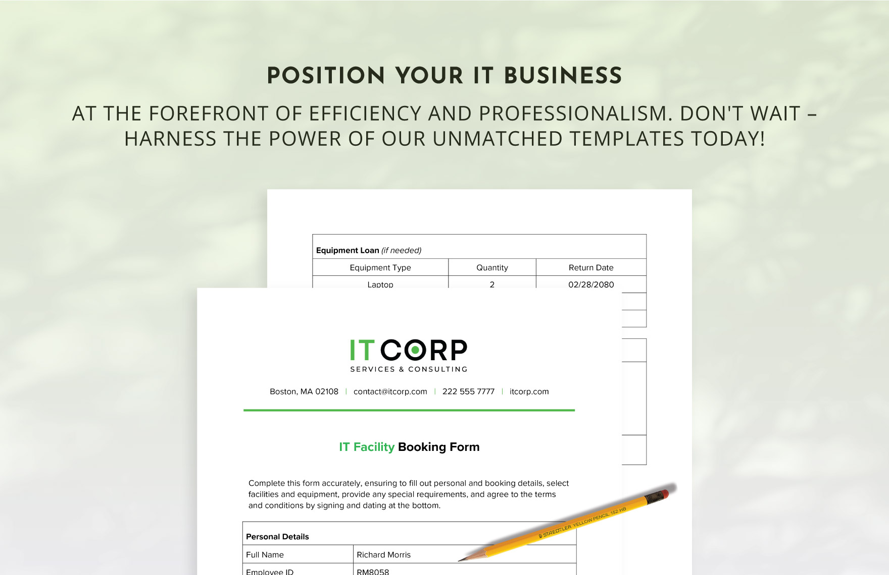 IT Facility Booking Form Template