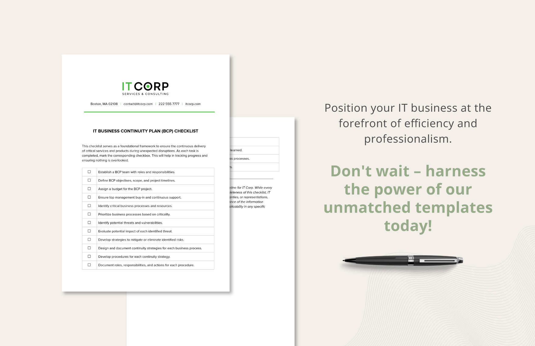 IT Business Continuity Plan (BCP) Checklist Template