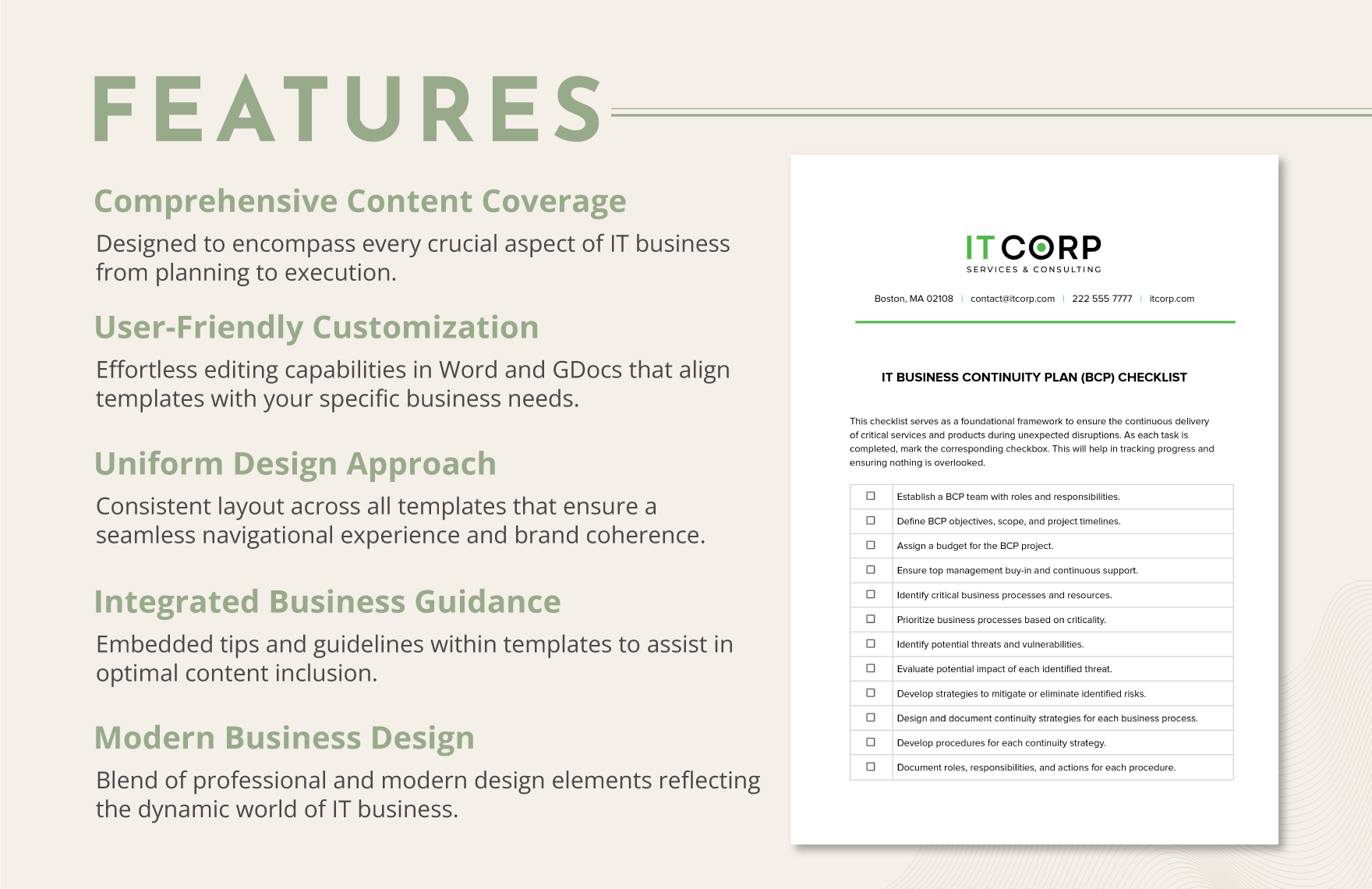 IT Business Continuity Plan (BCP) Checklist Template